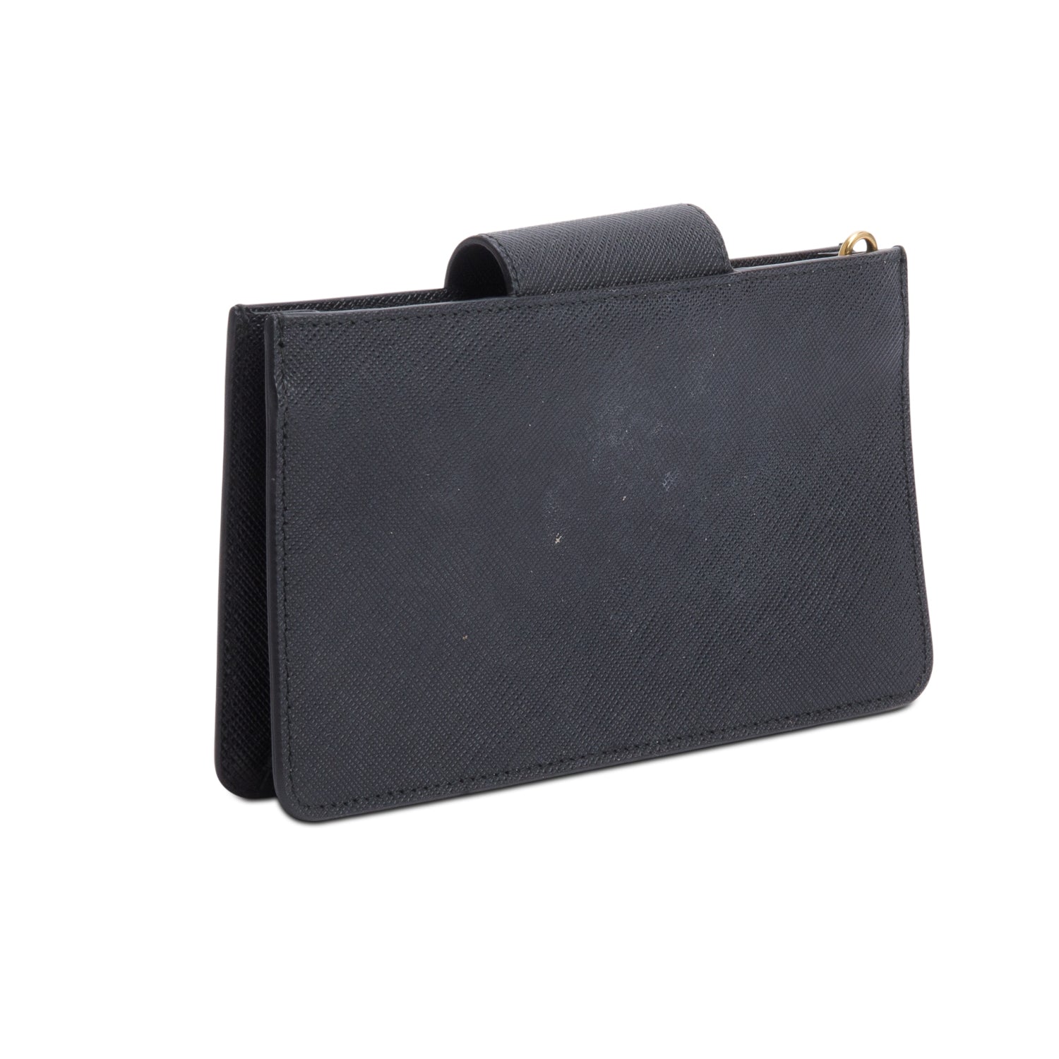 Prada Black Saffiano Metal Leather Wristlet Wallet