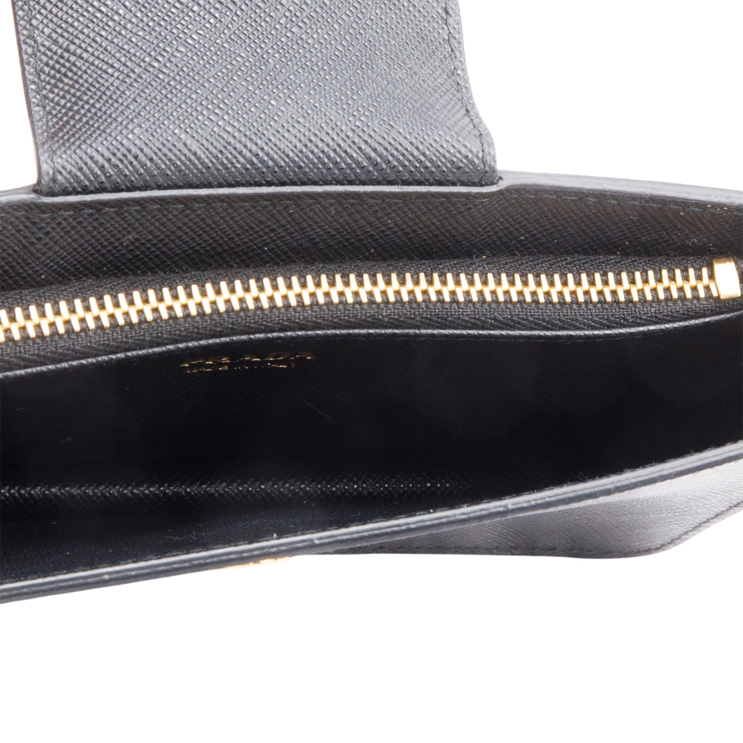 Prada Black Saffiano Metal Leather Wristlet Wallet