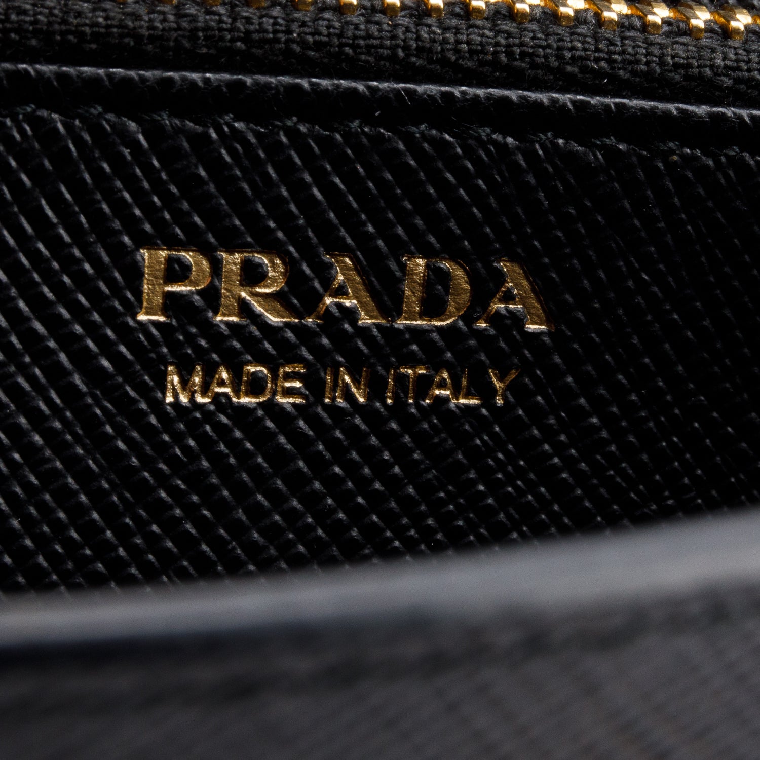 Prada Black Saffiano Metal Leather Wristlet Wallet