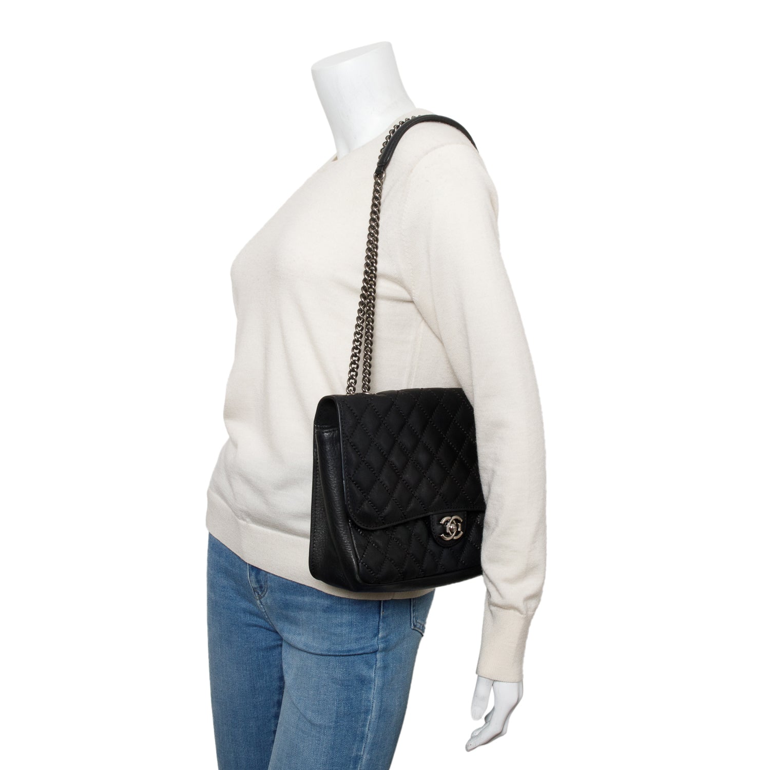 Chanel Black Ultimate Stitch Soft Calfskin Leather Flap Bag