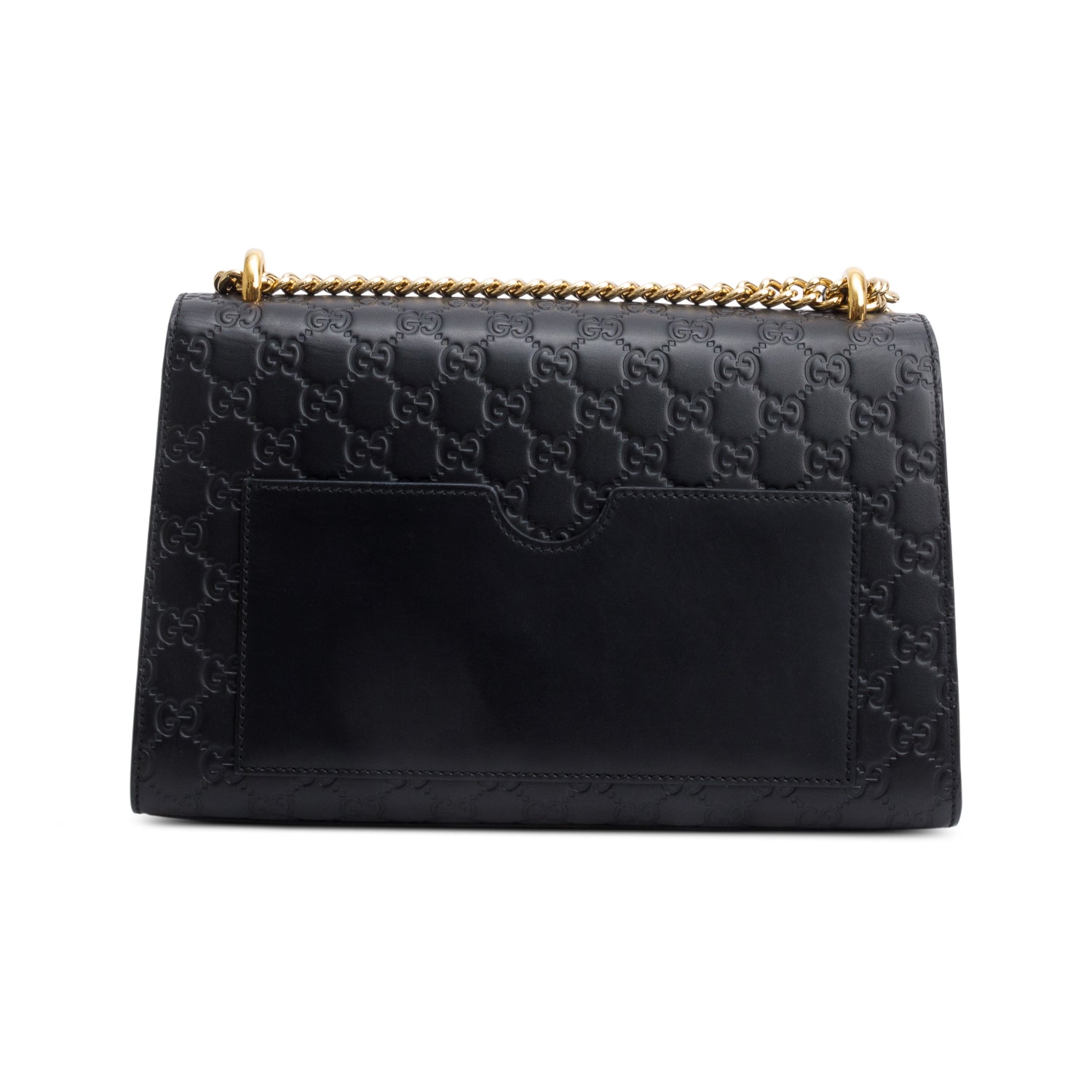 Gucci Black GG Signature Leather Medium Padlock Shoulder Bag