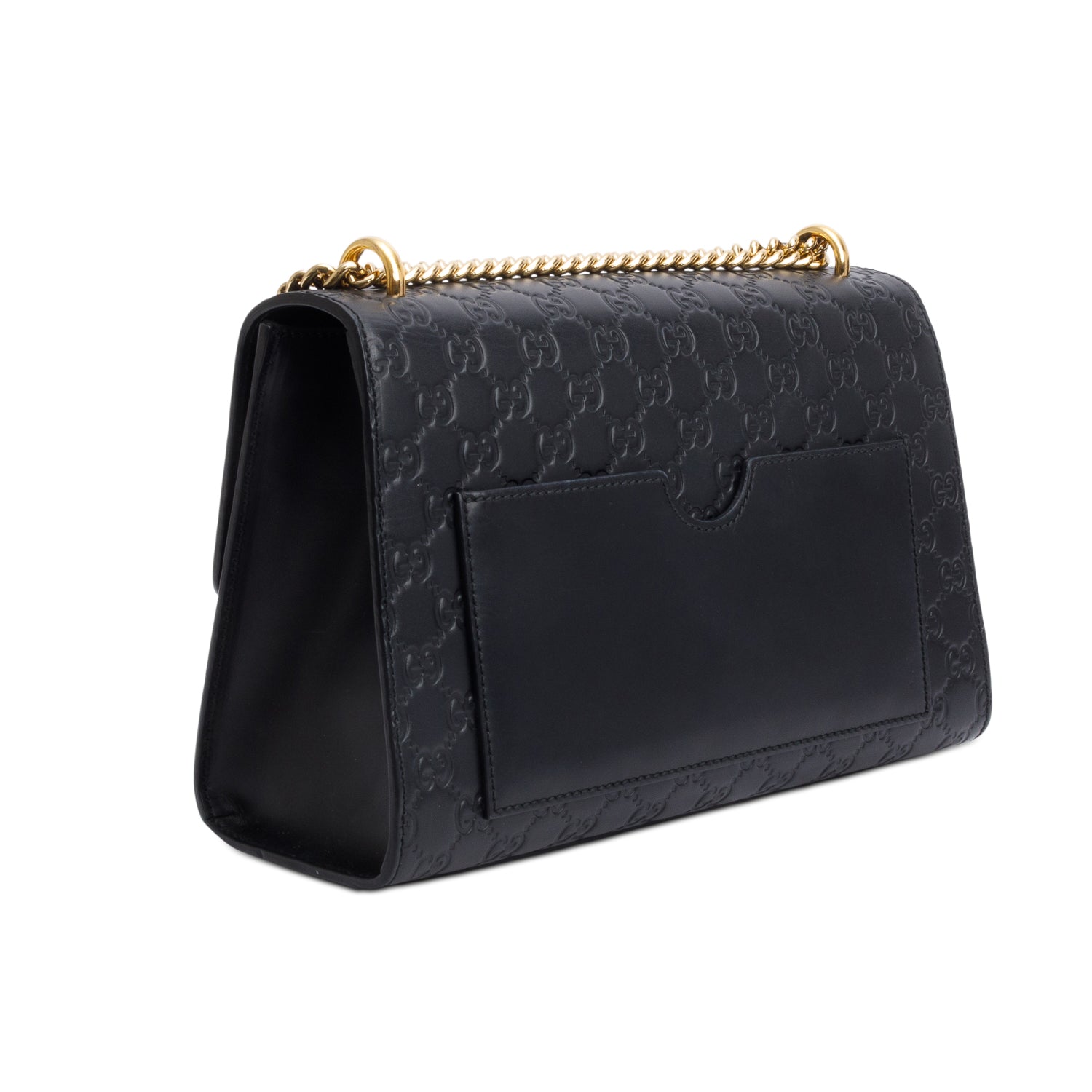 Gucci Black GG Signature Leather Medium Padlock Shoulder Bag