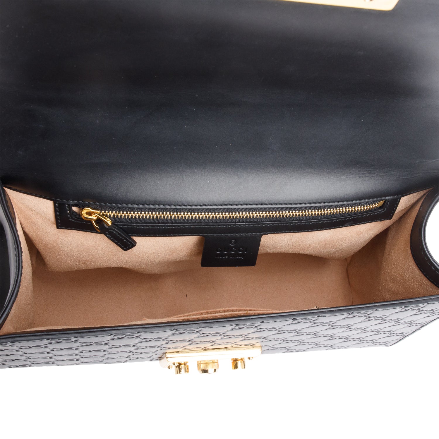 Gucci Black GG Signature Leather Medium Padlock Shoulder Bag