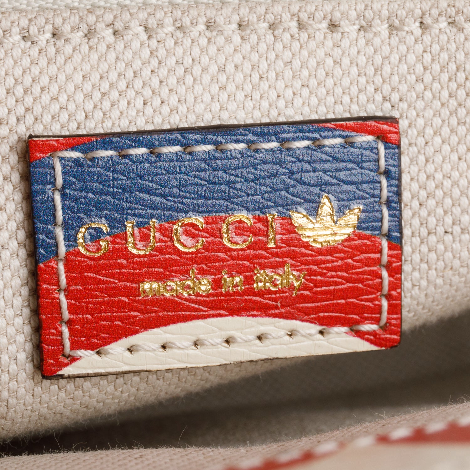 Gucci X Adidas Limited Edition Blue/Red Trefoil Printed Leather Horsebit 1955 Small Shoulder Bag