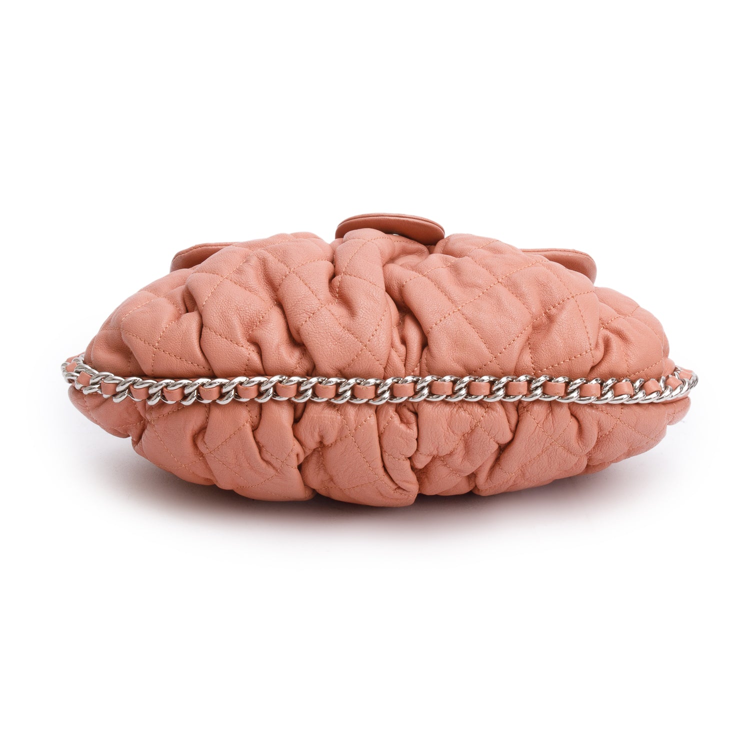 Chanel Pink Quilted Calfskin Leather Medium Chain Around Flap Bag w/ Authenticity Card