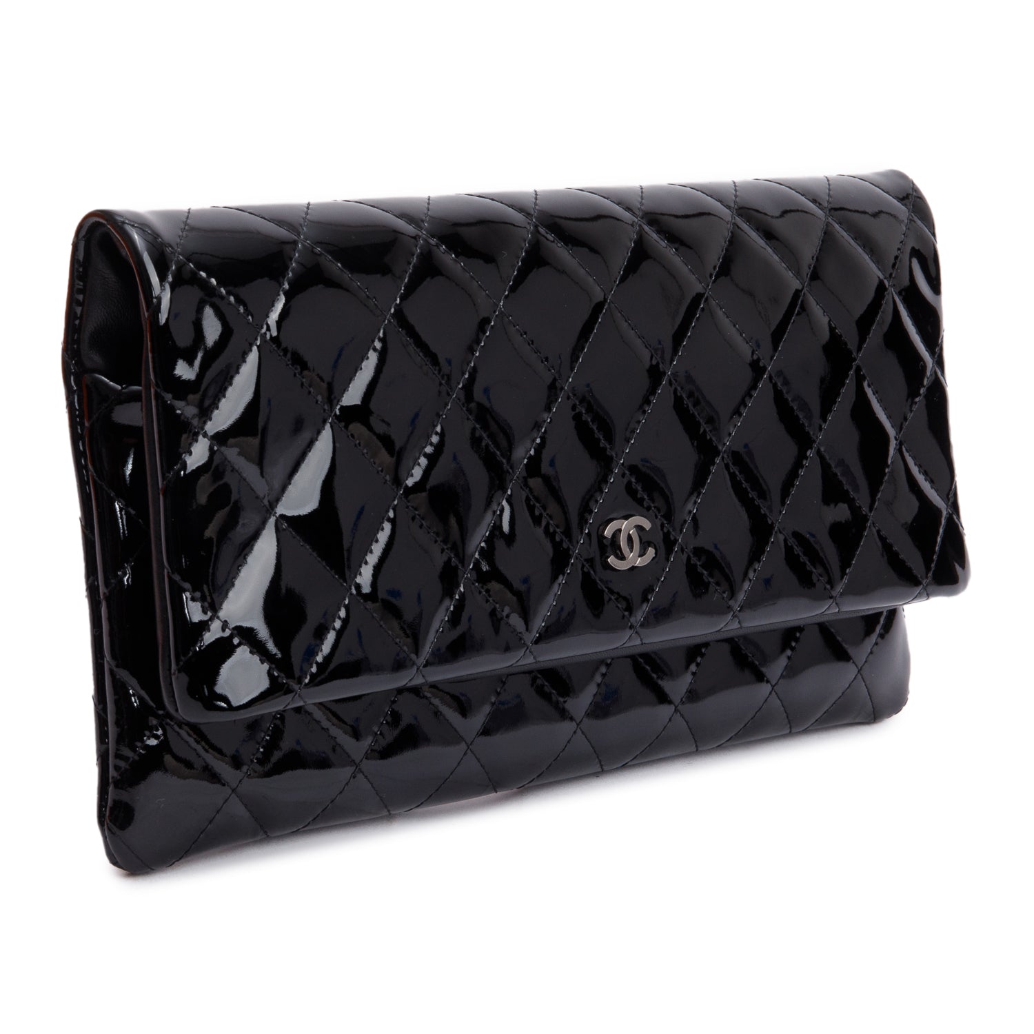 Chanel Black Quilted Patent Leather Beauty CC Clutch