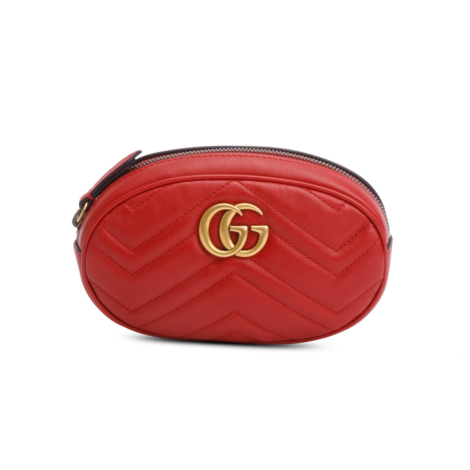 Gucci Red GG Marmont Matelasse Leather Belt Bag, Size 65