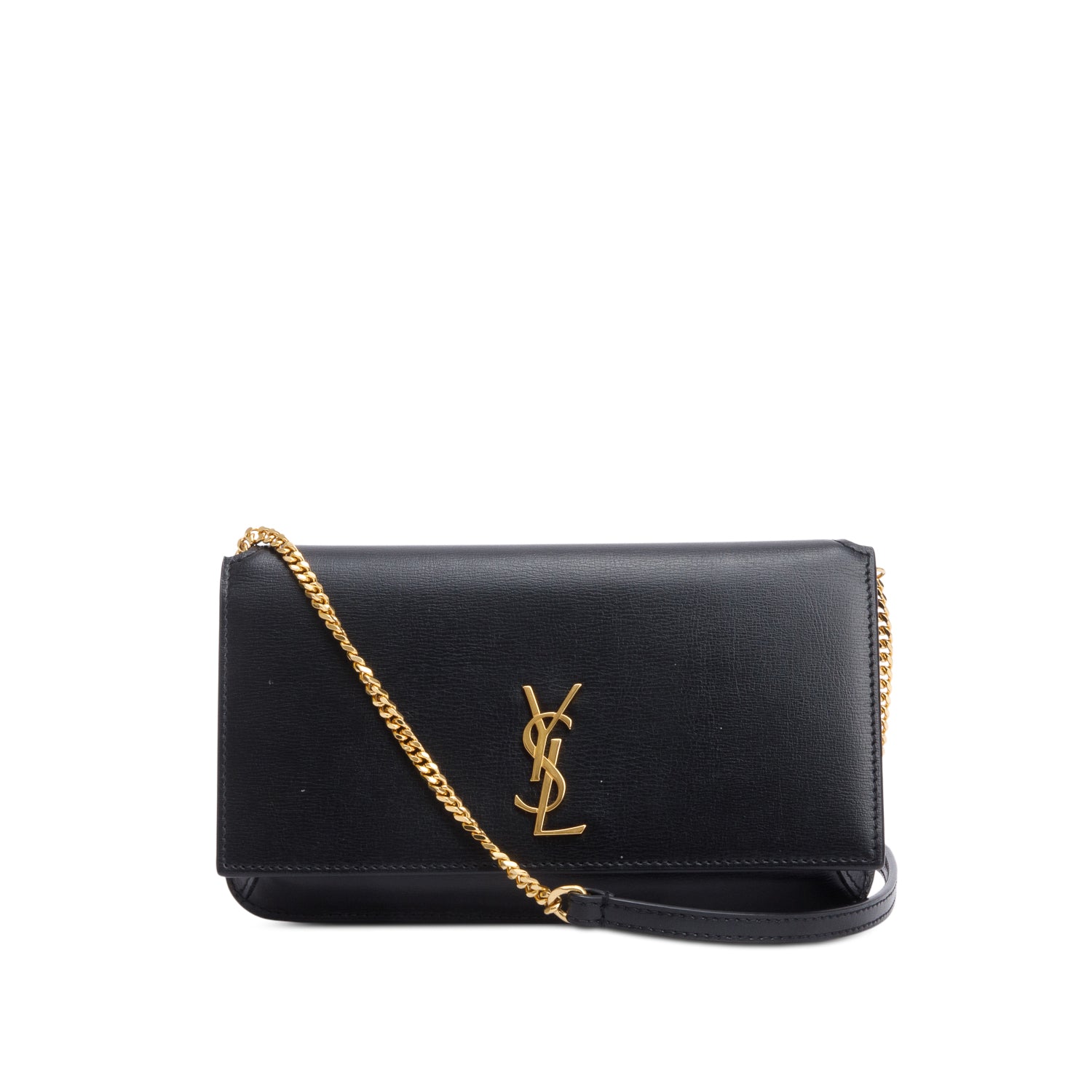 Saint Laurent 2023 Black Calfskin Leather Cassandre Phone Holder