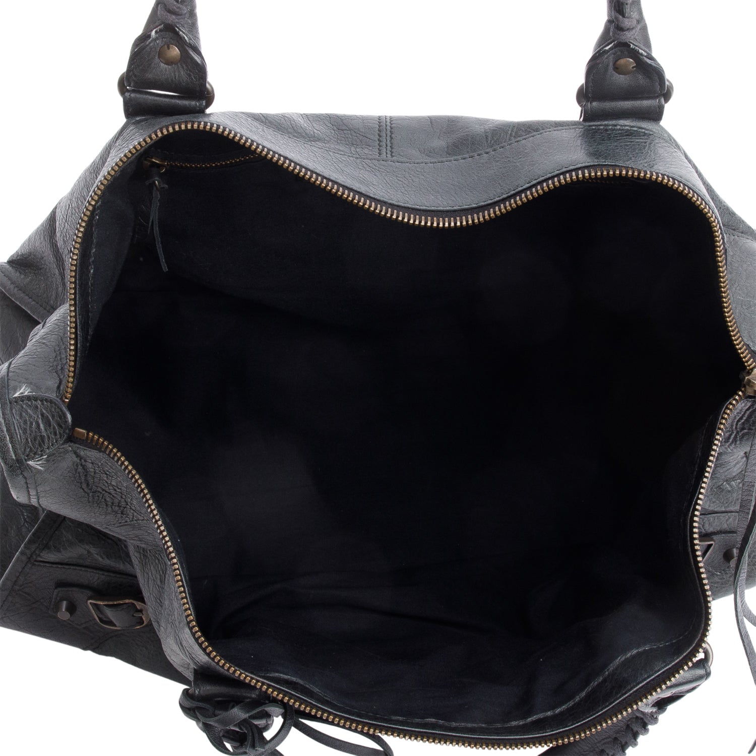 Balenciaga Dark Green Agneu Leather Motocross Classic Work Bag