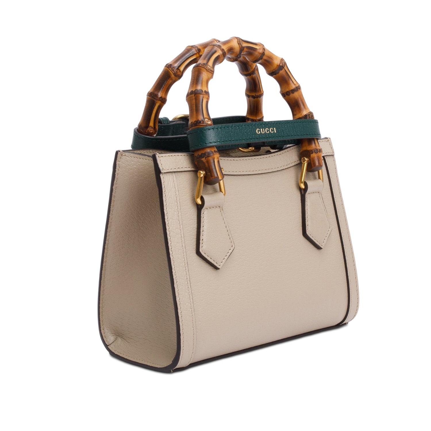 Gucci Taupe Calfskin Leather Diana Small Tote Bag w/ Straps