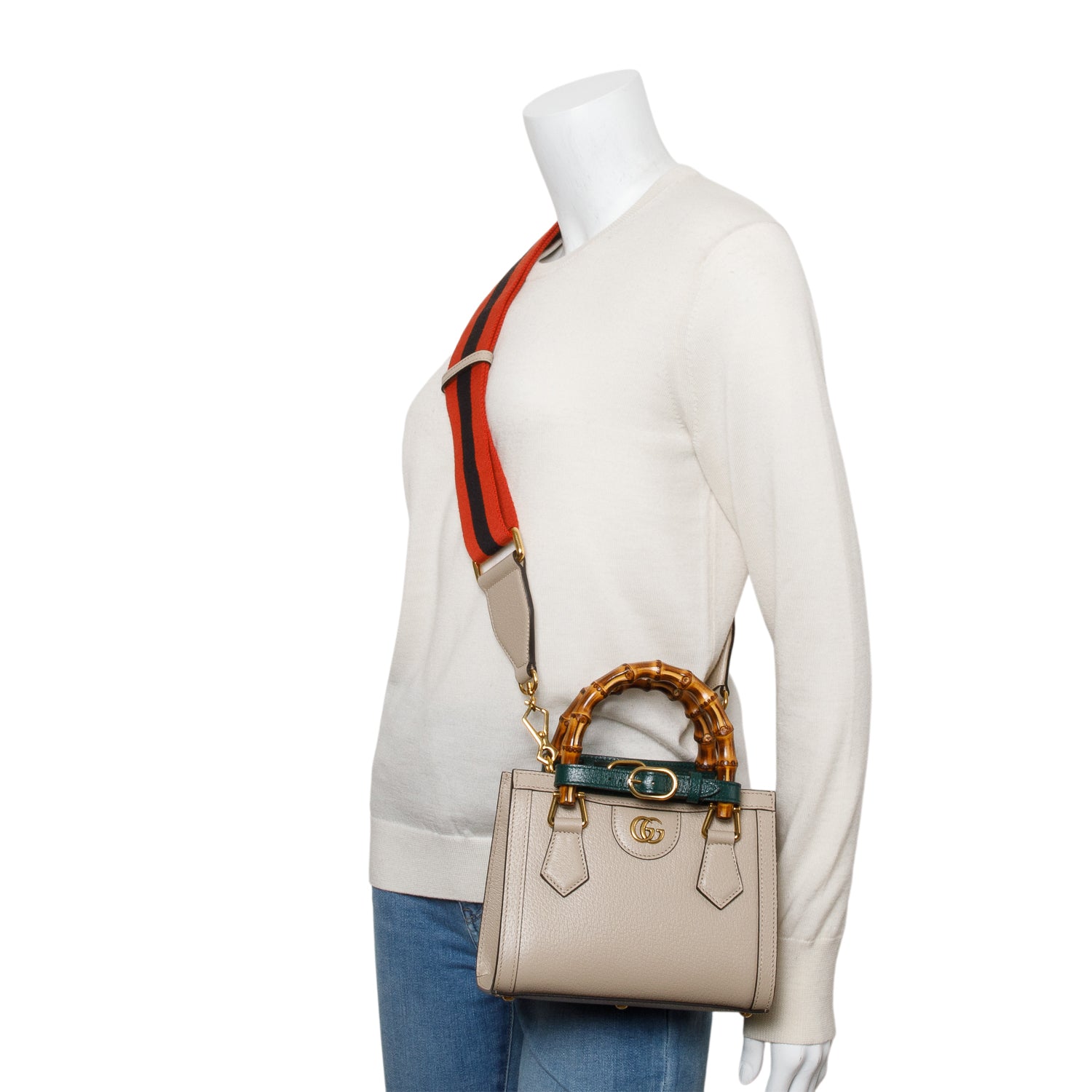 Gucci Taupe Calfskin Leather Diana Small Tote Bag w/ Straps