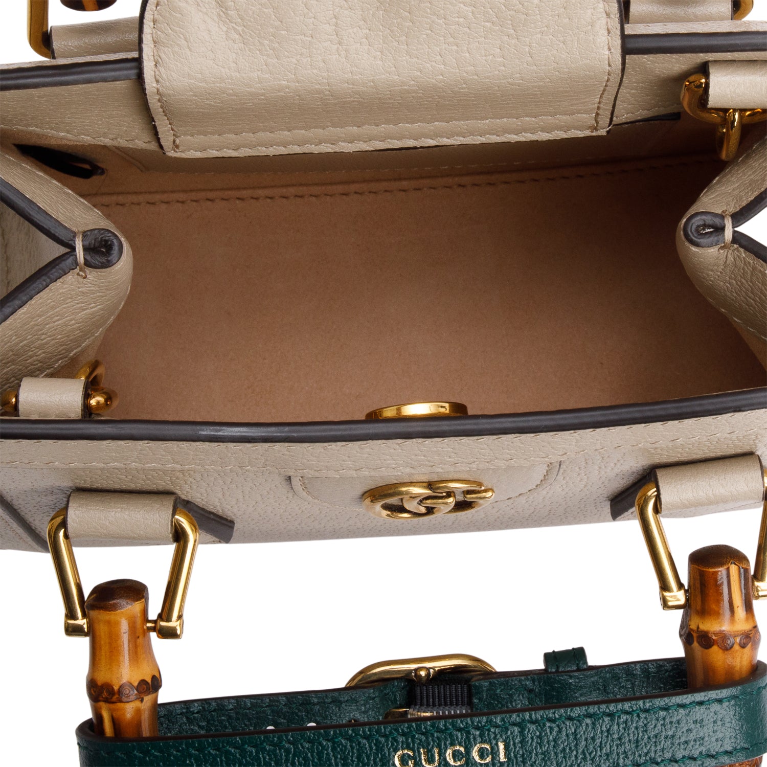 Gucci Taupe Calfskin Leather Diana Small Tote Bag w/ Straps