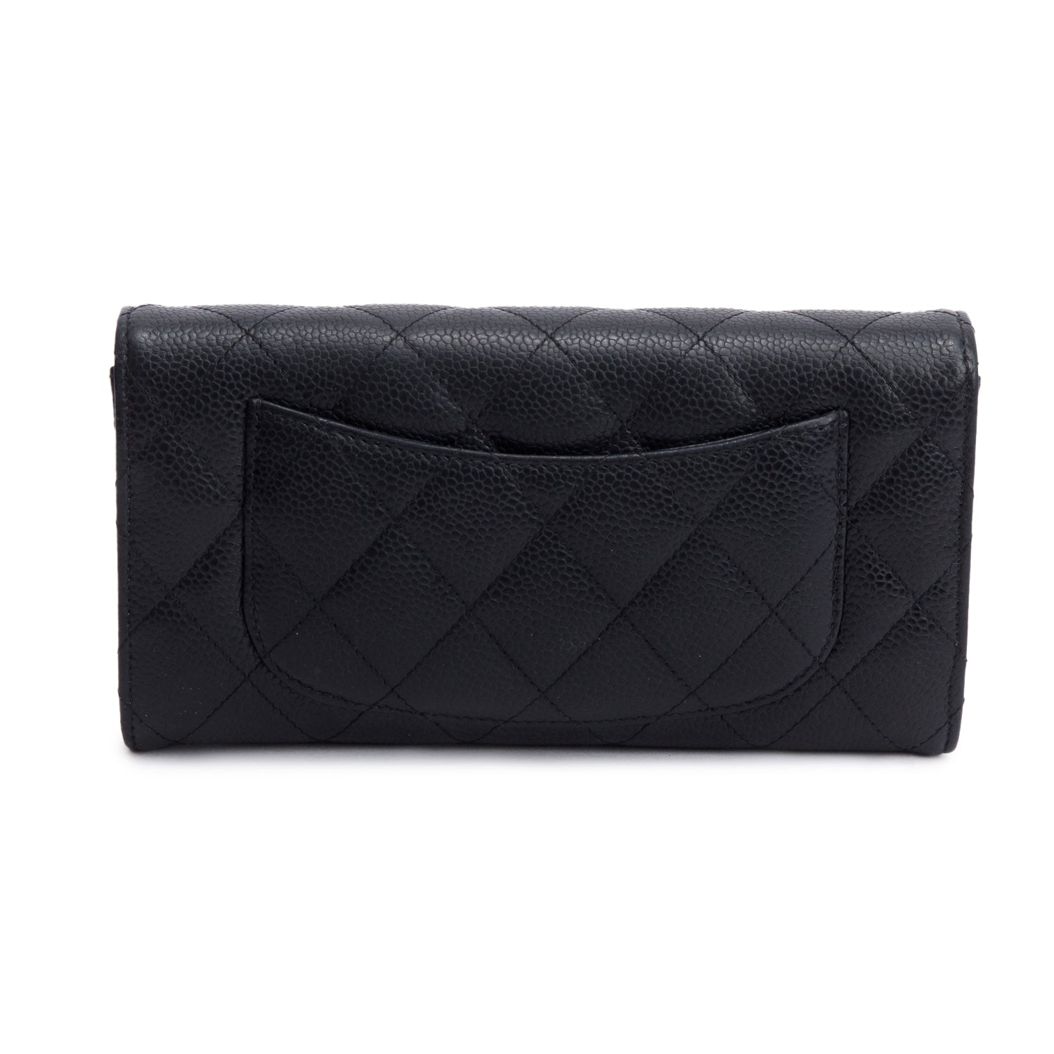 Chanel Black Caviar Leather Classic Long Flap Wallet