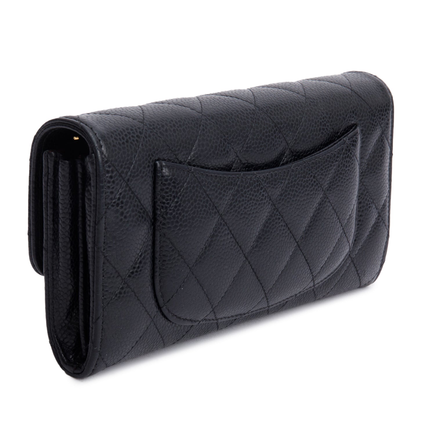 Chanel Black Caviar Leather Classic Long Flap Wallet