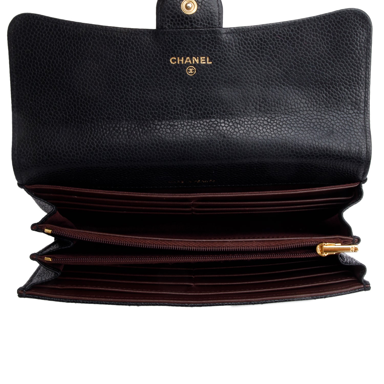 Chanel Black Caviar Leather Classic Long Flap Wallet