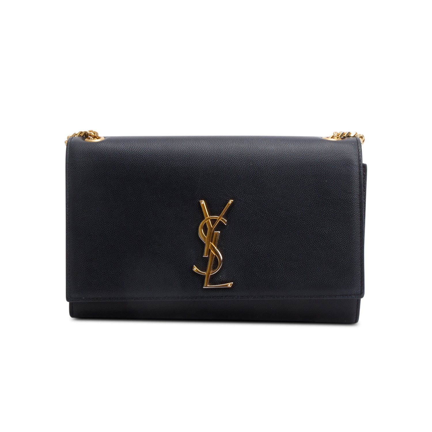 Saint Laurent Black Grain De Poudre Leather Medium Kate Bag