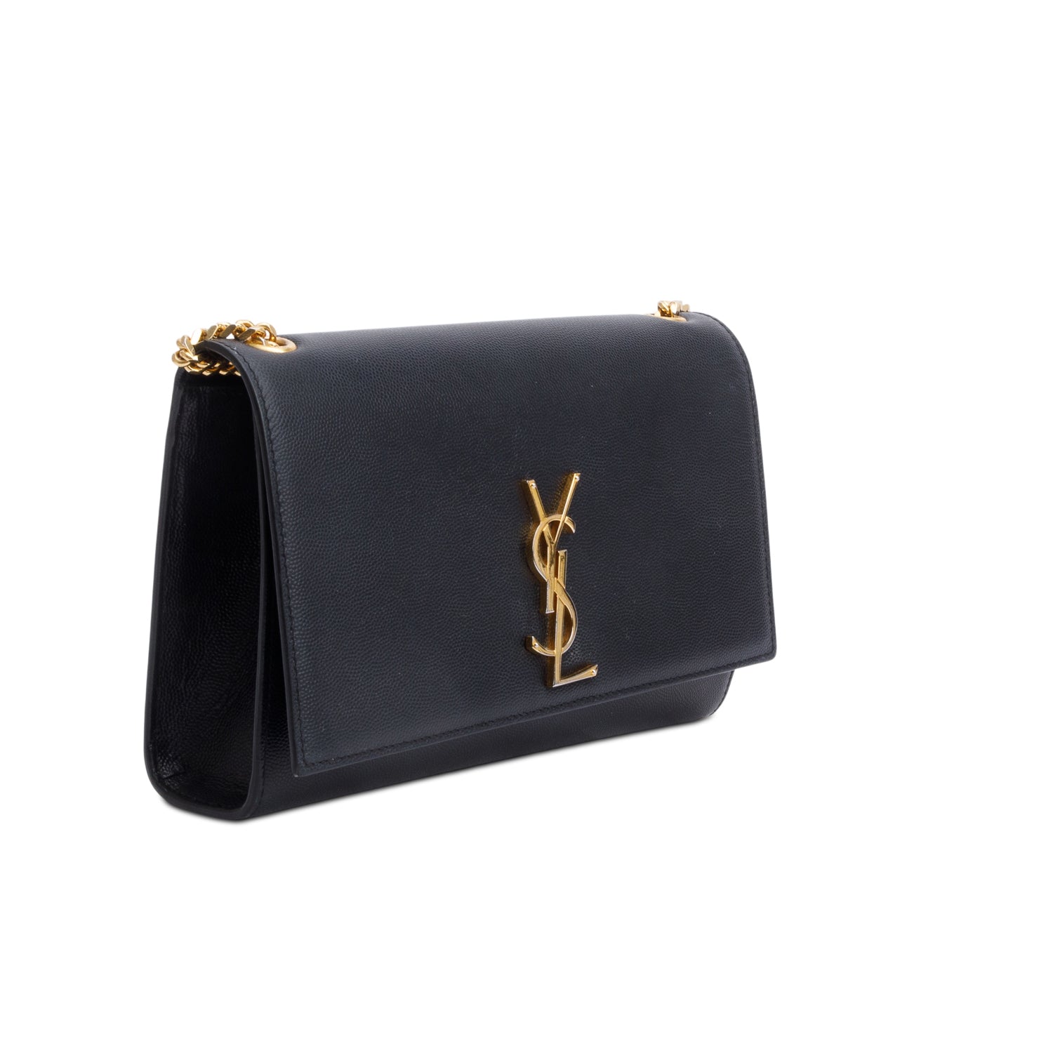 Saint Laurent Black Grain De Poudre Leather Medium Kate Bag