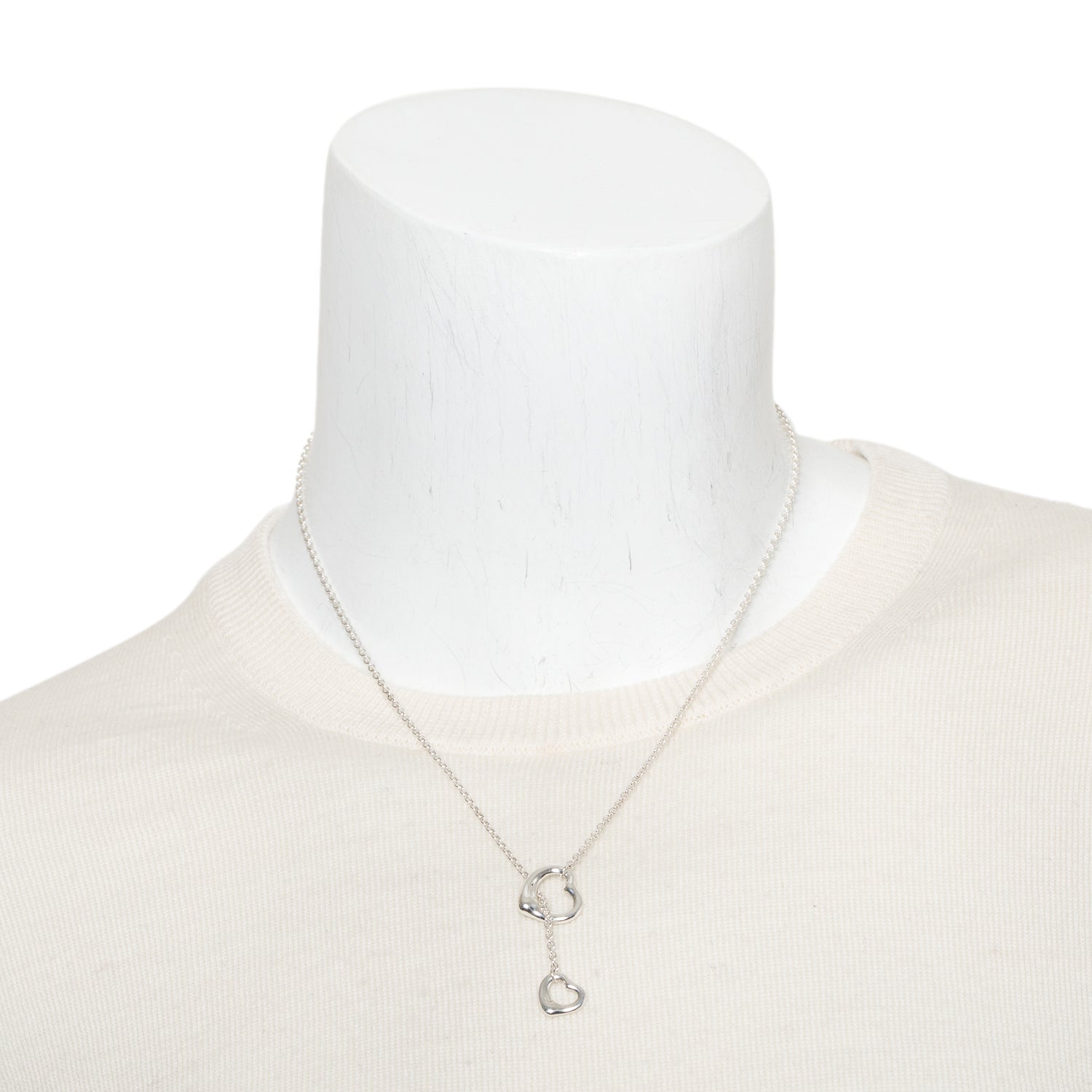 Tiffany & Co. Elsa Peretti Sterling Silver Open Heart Lariat Necklace