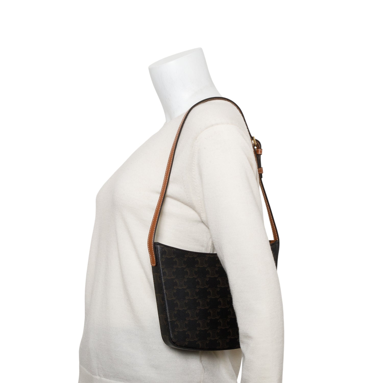 Celine 2023 Triomphe Canvas Medium Croque Hobo Bag