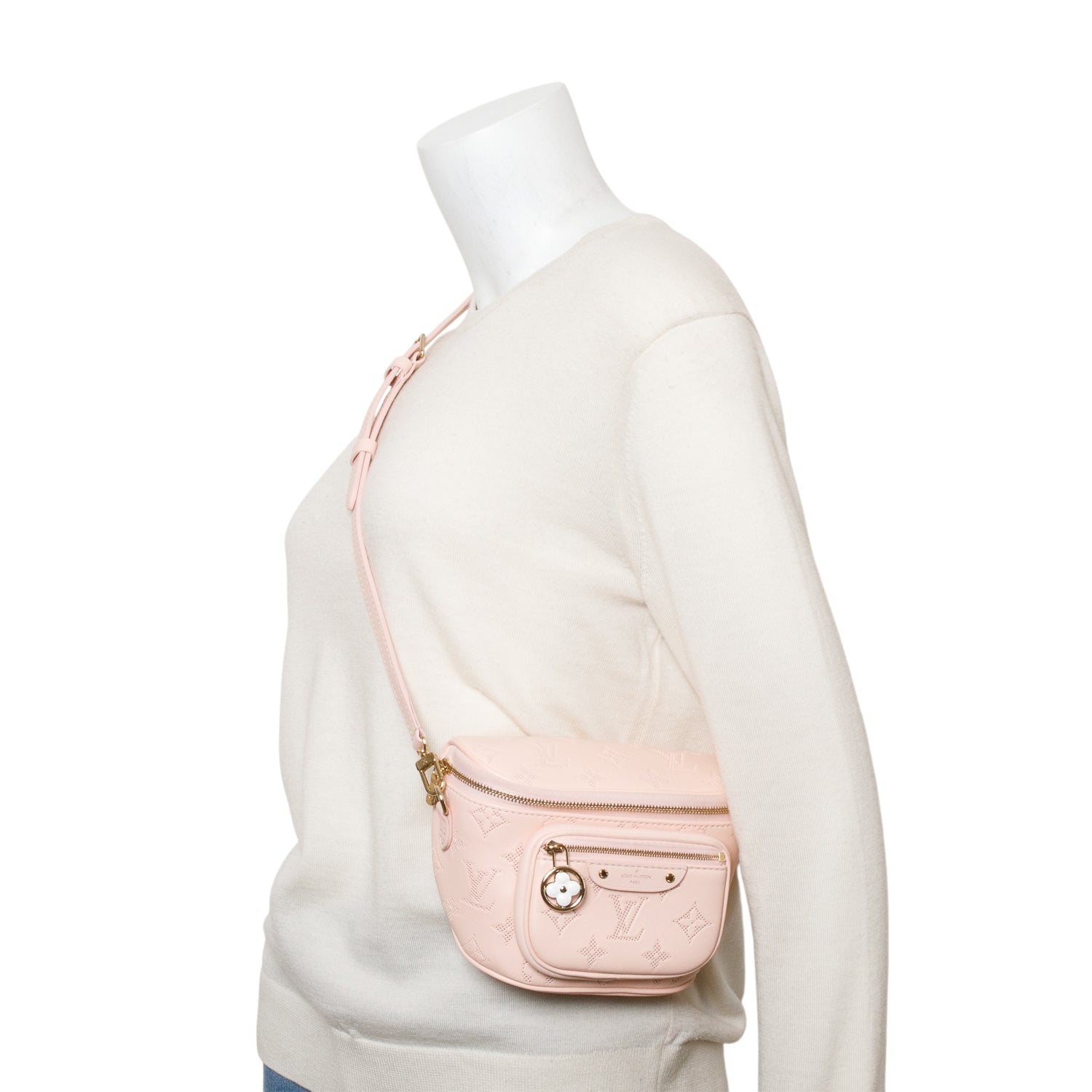 Louis Vuitton Pink Monogram Soft Calf Leather Special Edition Flower Mini Bumbag w/ Straps & Box