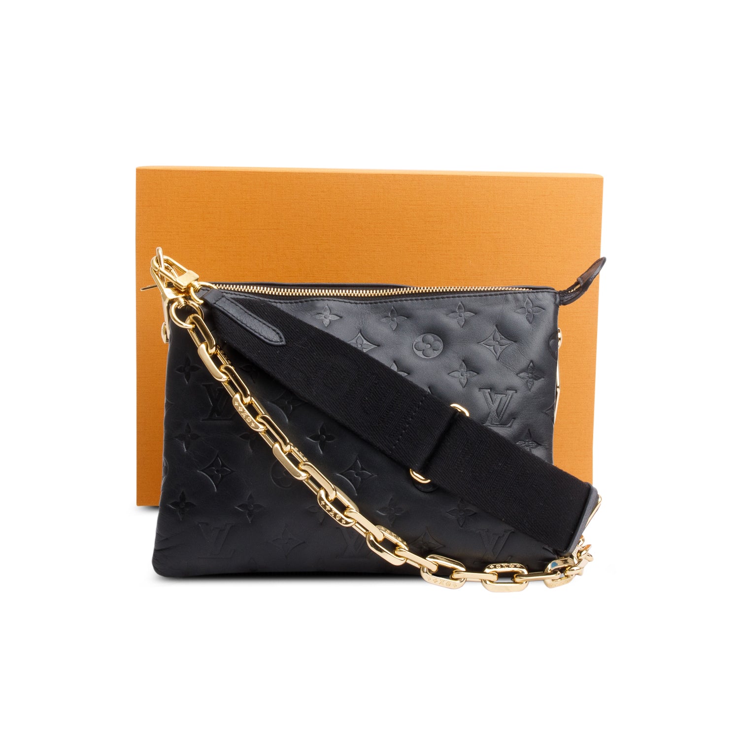 Louis Vuitton 2021 Black Monogram Embossed Lambskin Leather Coussin PM w/ Straps, Box & Receipt