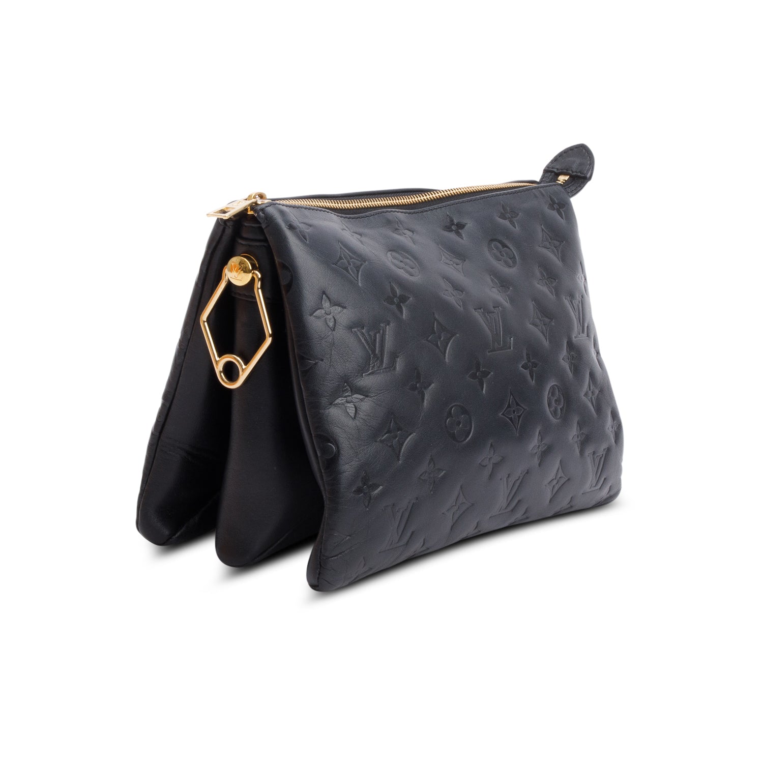 Louis Vuitton 2021 Black Monogram Embossed Lambskin Leather Coussin PM w/ Straps, Box & Receipt