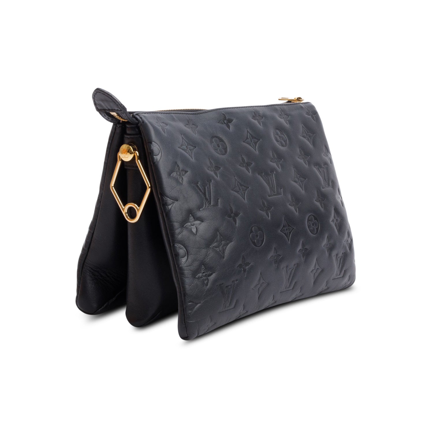Louis Vuitton 2021 Black Monogram Embossed Lambskin Leather Coussin PM w/ Straps, Box & Receipt
