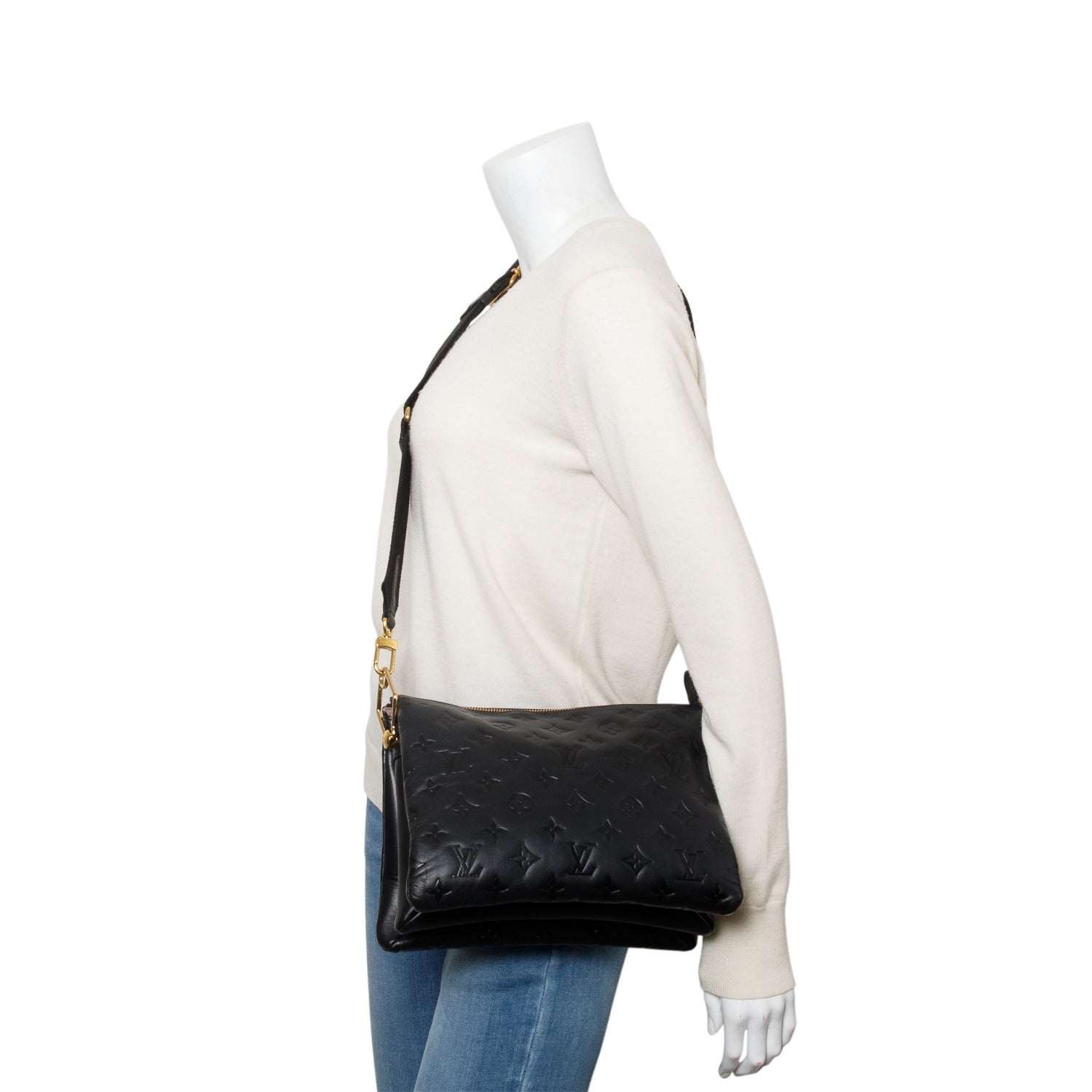 Louis Vuitton 2021 Black Monogram Embossed Lambskin Leather Coussin PM w/ Straps, Box & Receipt