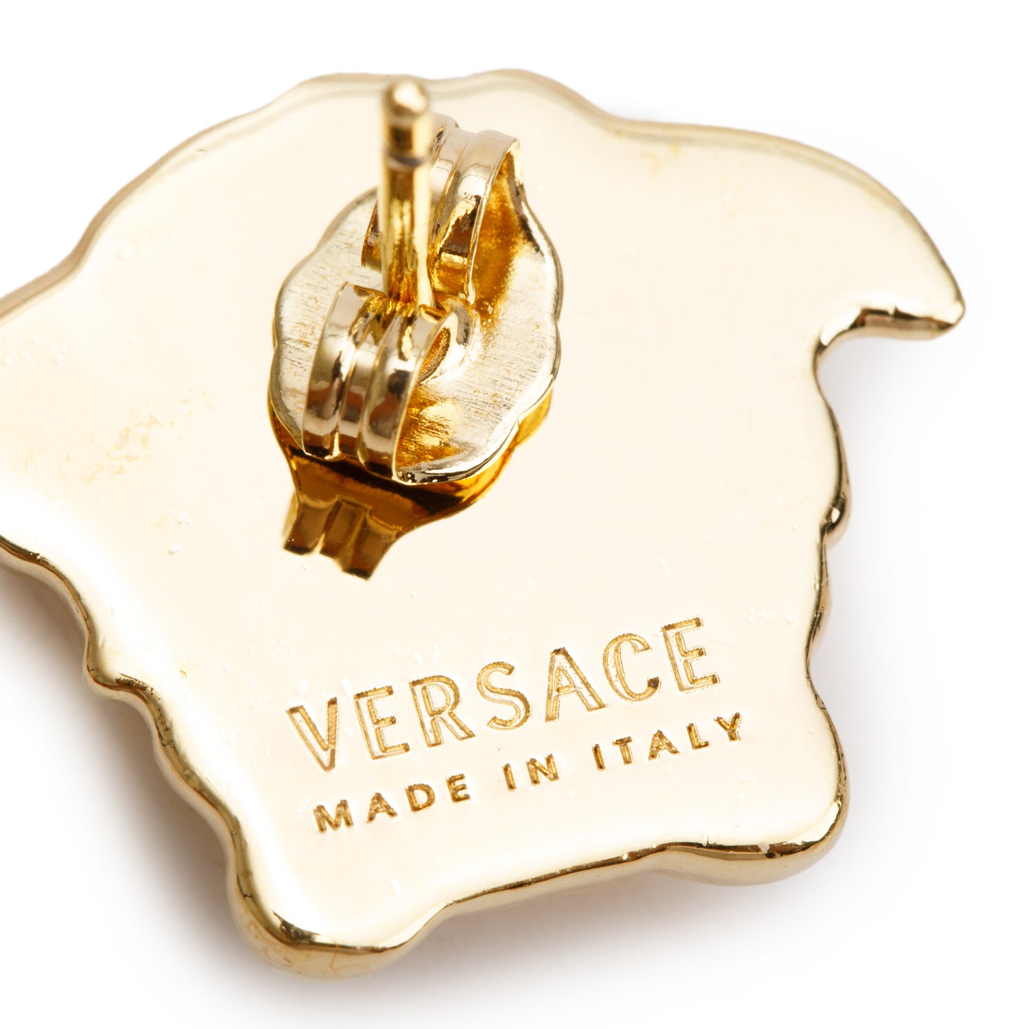 Versace Gold Plated Medusa Head Earrings w/ Box