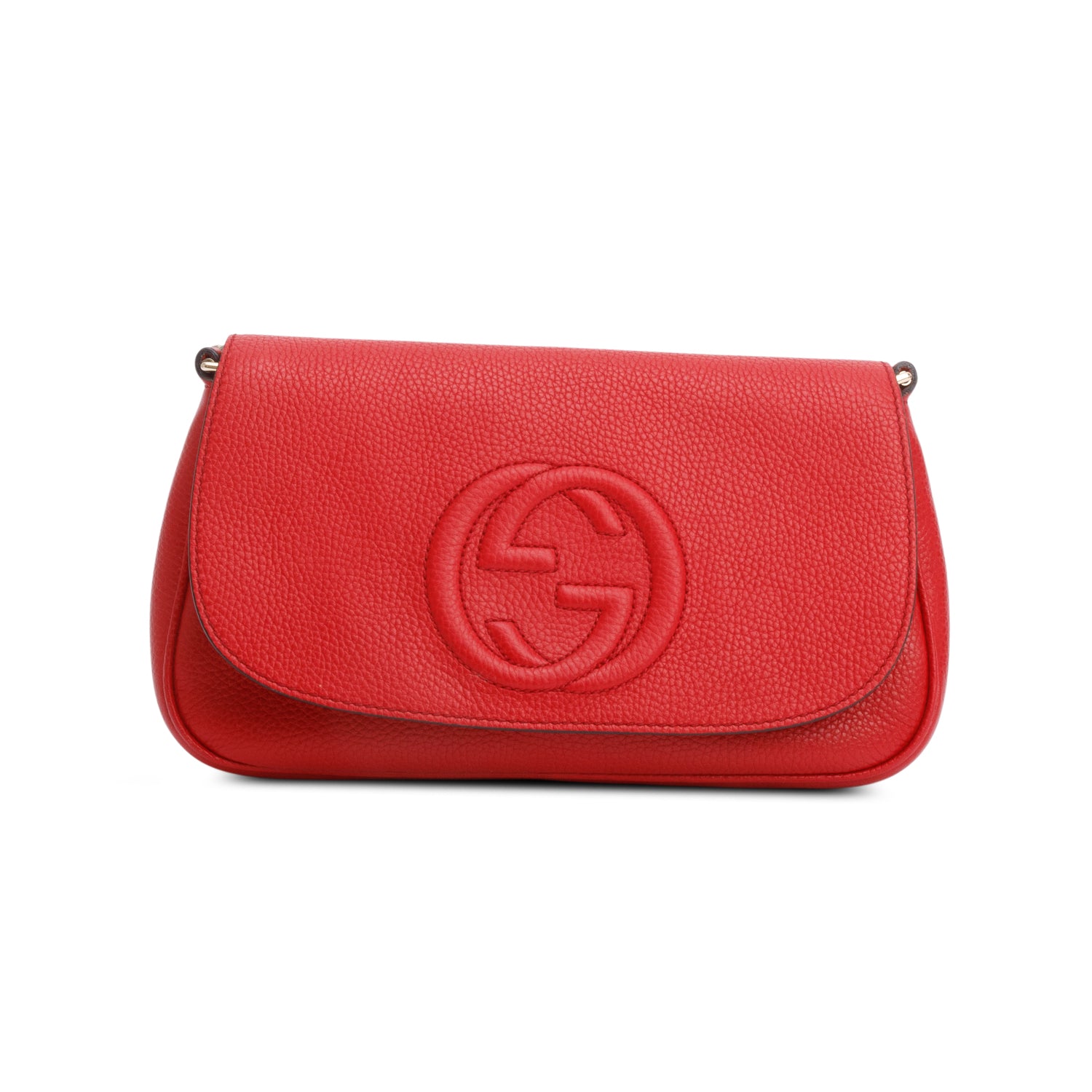 Gucci Red Leather Medium Soho Flap Chain Crossbody Bag