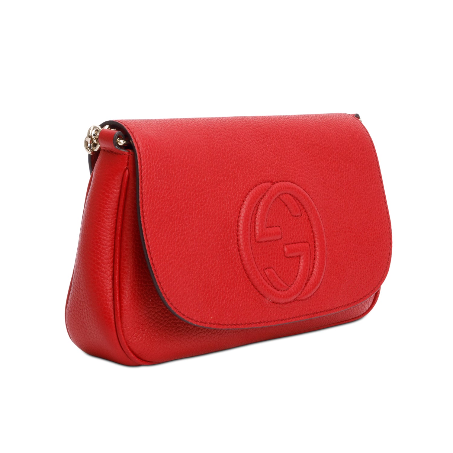 Gucci Red Leather Medium Soho Flap Chain Crossbody Bag