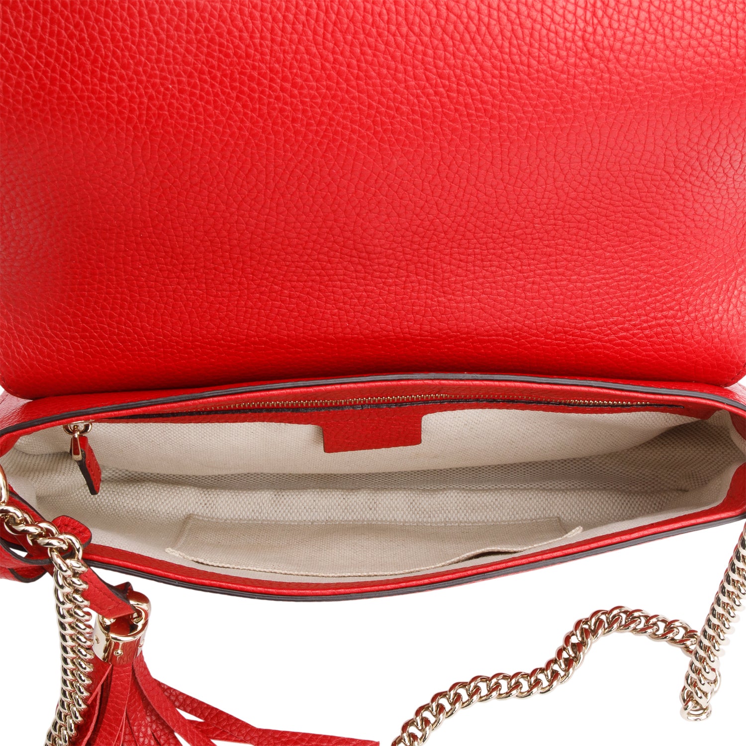 Gucci Red Leather Medium Soho Flap Chain Crossbody Bag