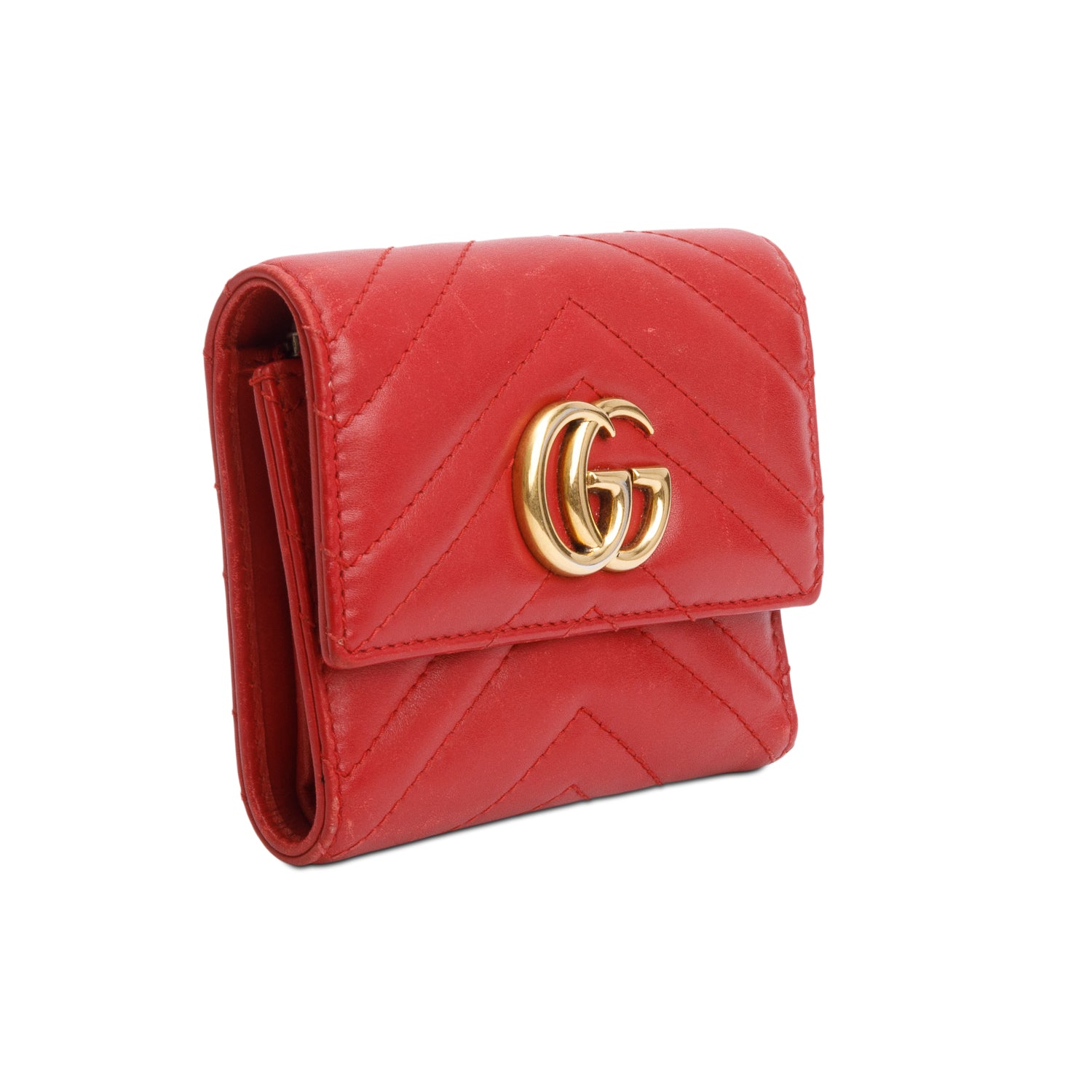 Gucci Red GG Marmont Matelasse Wallet