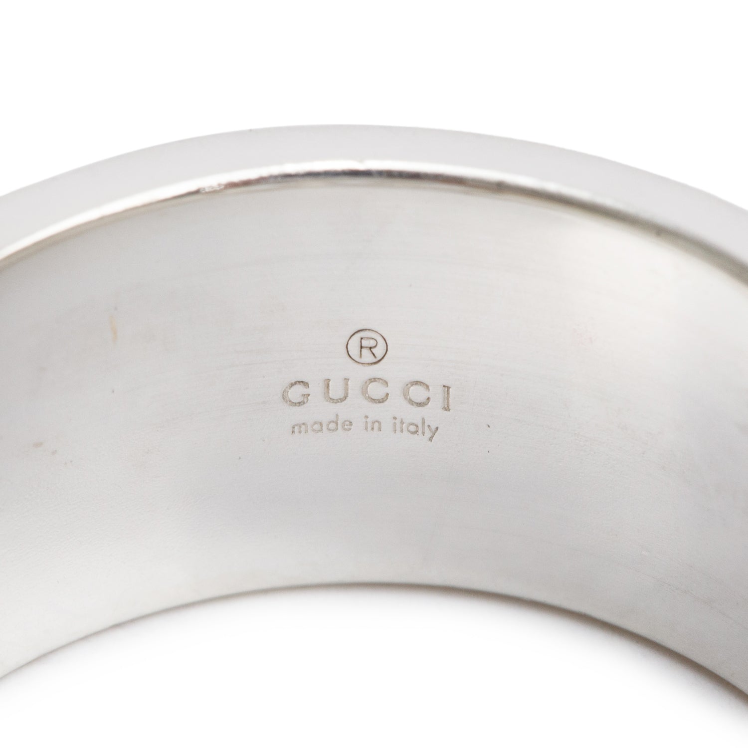 Gucci Sterling Silver Interlocking G Wide Ring, Size 20 9