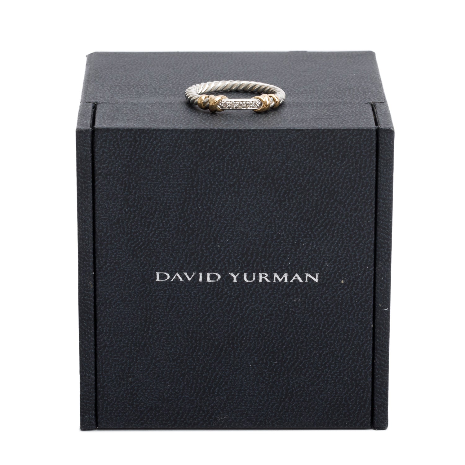 David Yurman Sterling Silver & 18k Yellow Gold Diamond Petite Helena Wrap Band Ring, Size 7 w/ Box