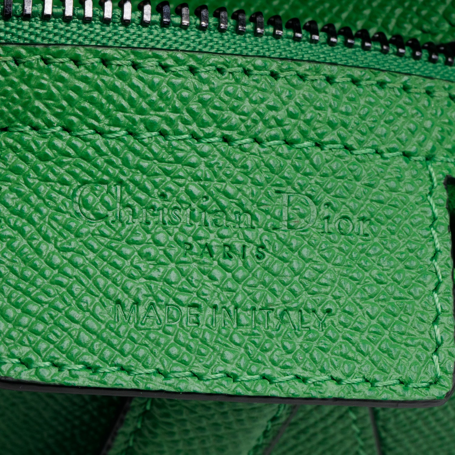 Christian Dior 2021 Green Grained Calfskin Leather Medium Saddle Bag