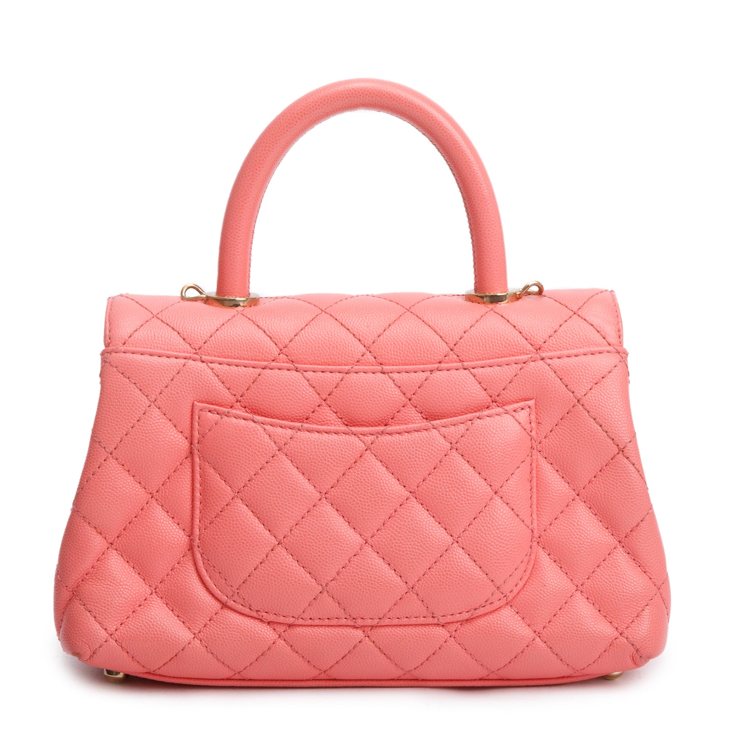 Chanel Pink Quilted Caviar Leather Small Coco Handle Bag w/ Strap