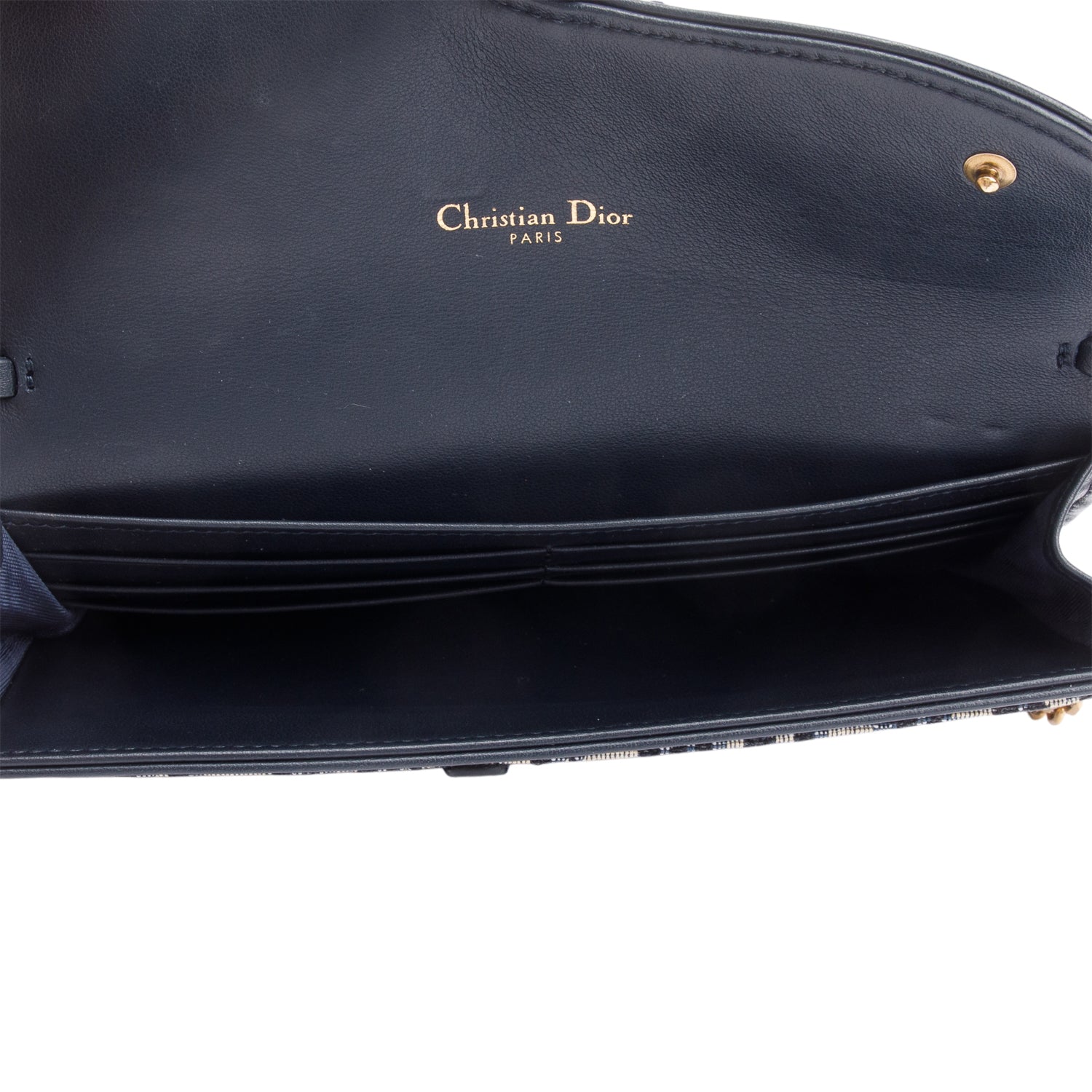 Christian Dior Oblique Jacquard Saddle Pouch with Chain w/ Box, Receipt, Strap & Pouch