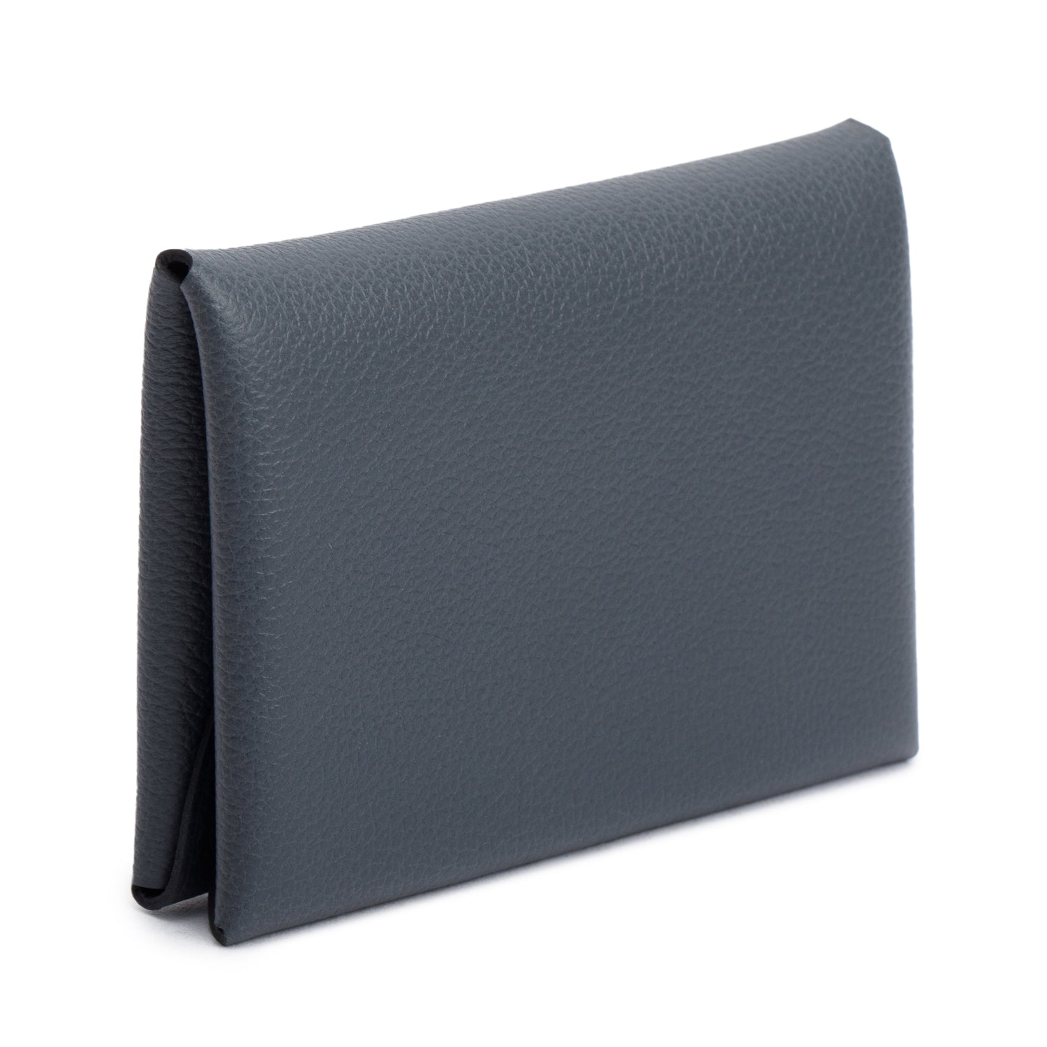 Hermes 2024 Gris Misty Evercolor Calfskin Calvi Duo Compact Verso Card Holder w/ Box