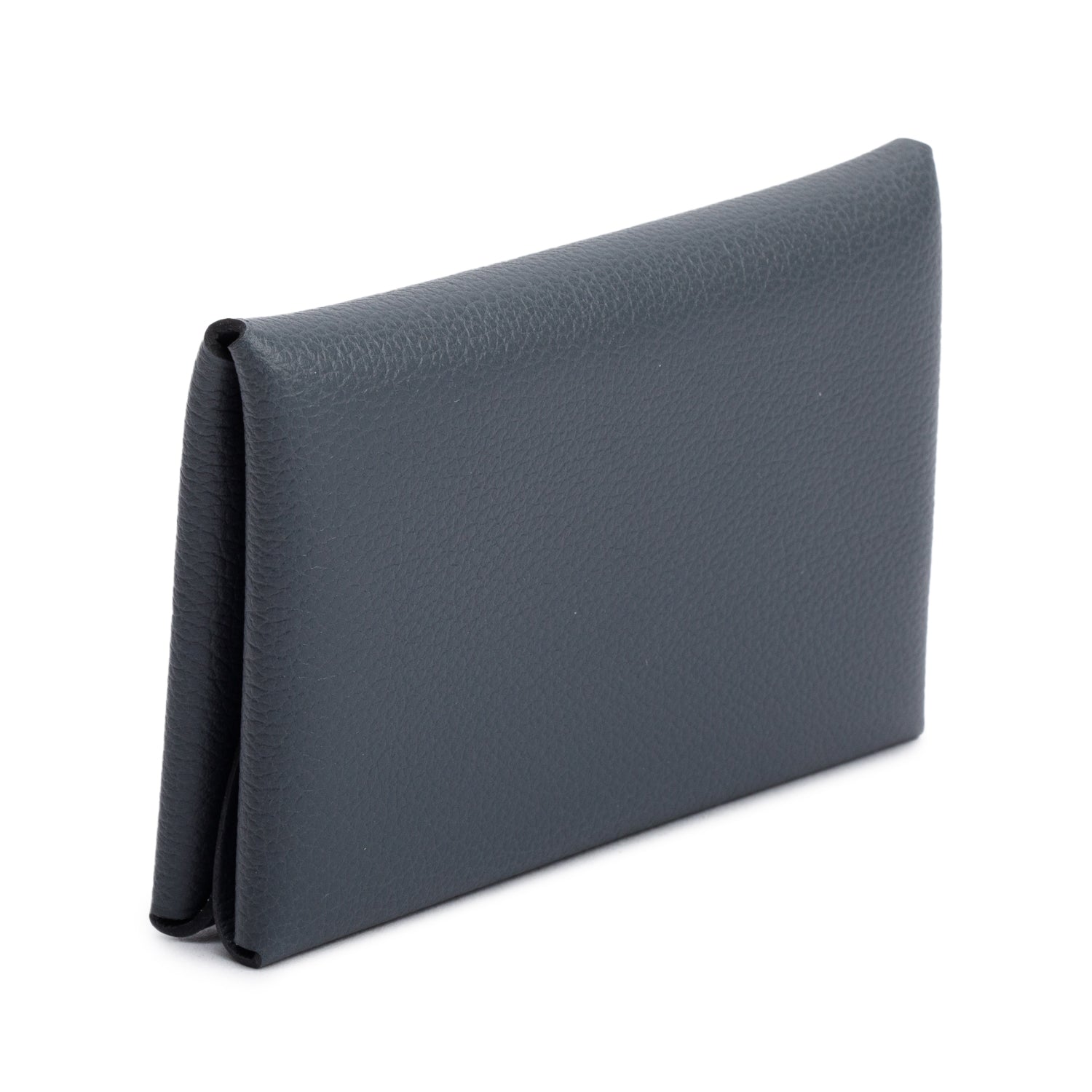 Hermes 2024 Gris Misty Evercolor Calfskin Calvi Duo Compact Verso Card Holder w/ Box