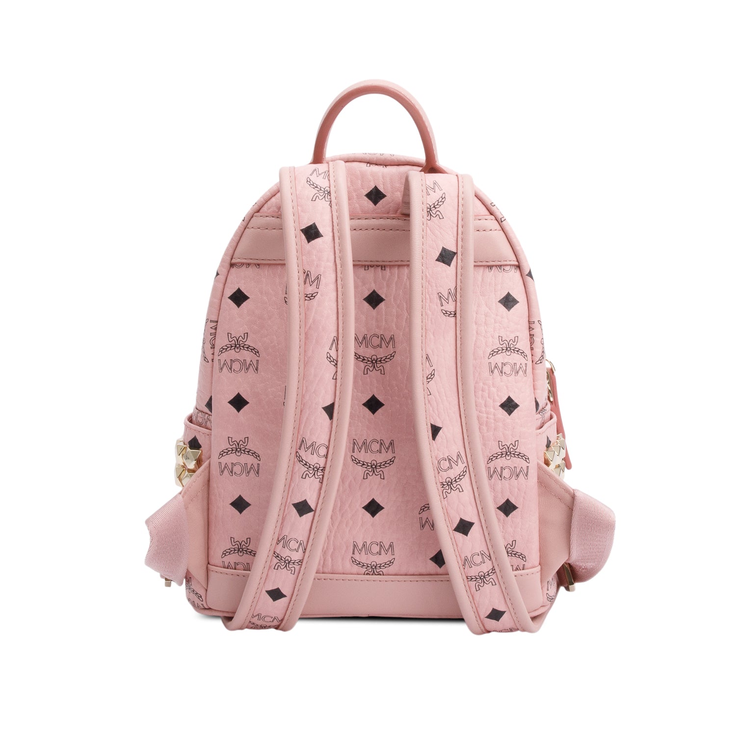 MCM Pink Visetos Side Studs Mini Stark Backpack
