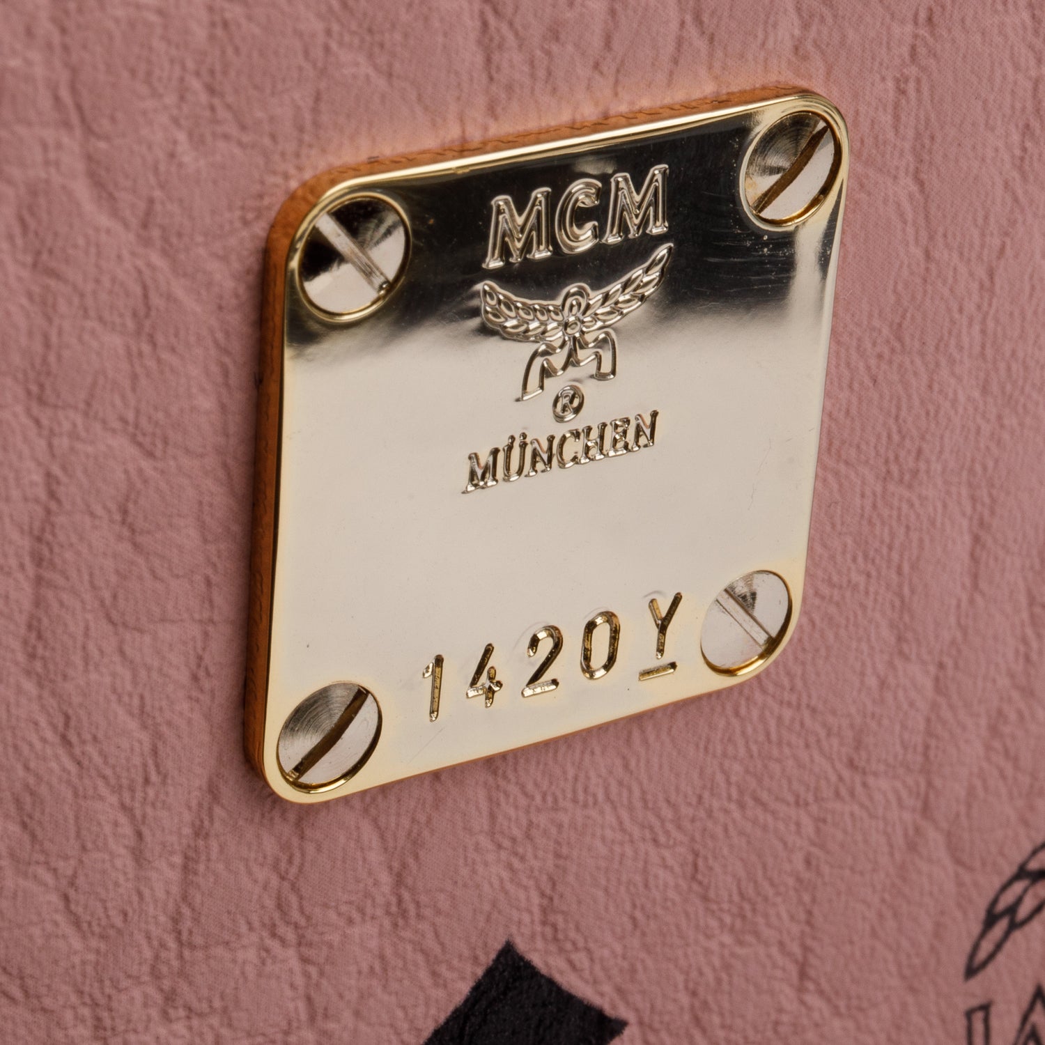 MCM Pink Visetos Side Studs Mini Stark Backpack