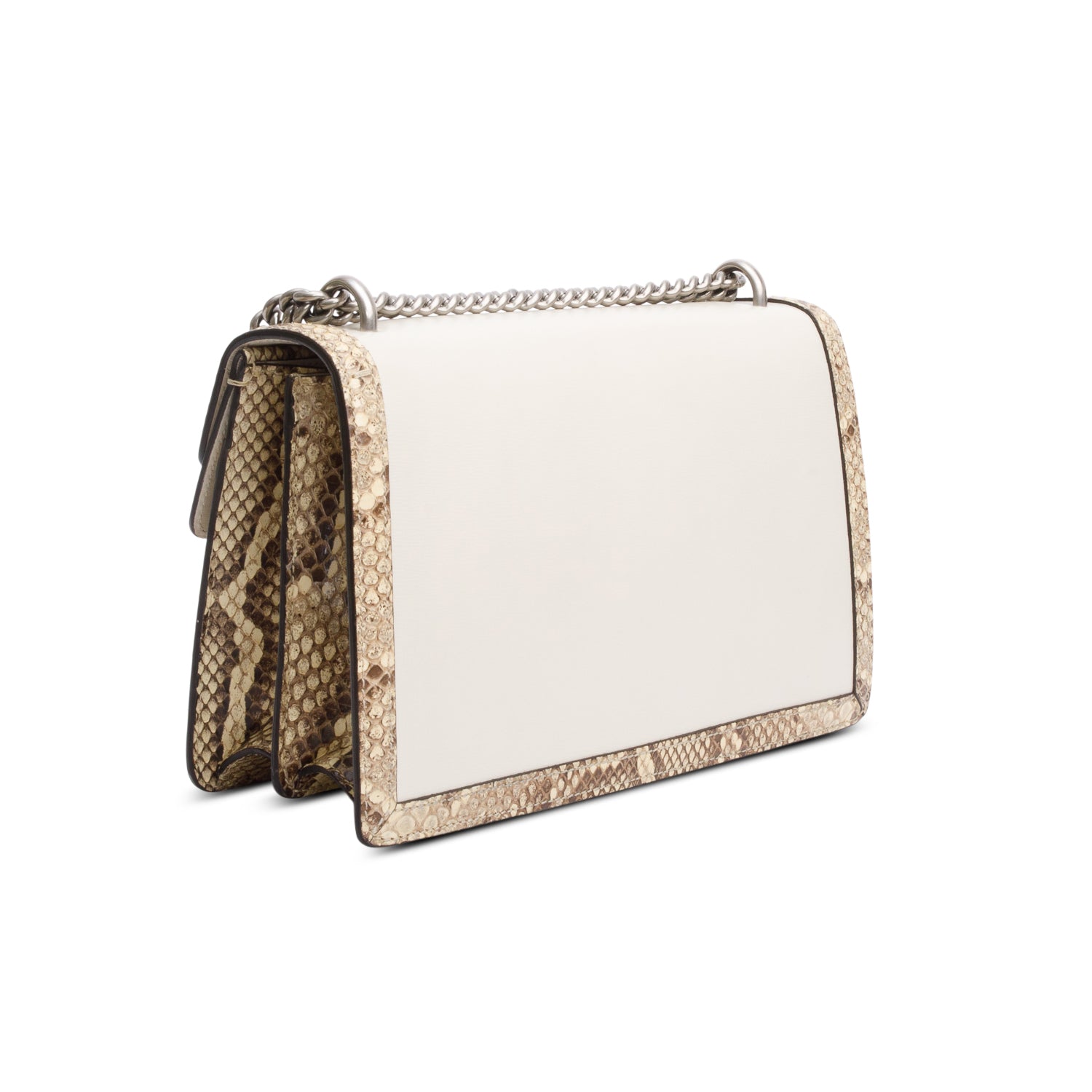 Gucci White Calfskin Leather Python Trim Small Dionysus Shoulder Bag w/ Box