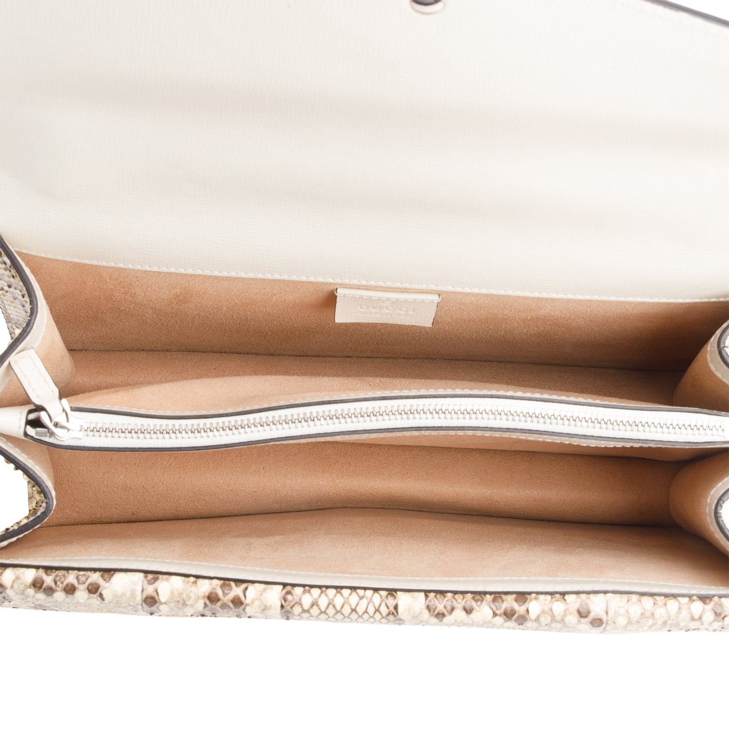 Gucci White Calfskin Leather Python Trim Small Dionysus Shoulder Bag w/ Box