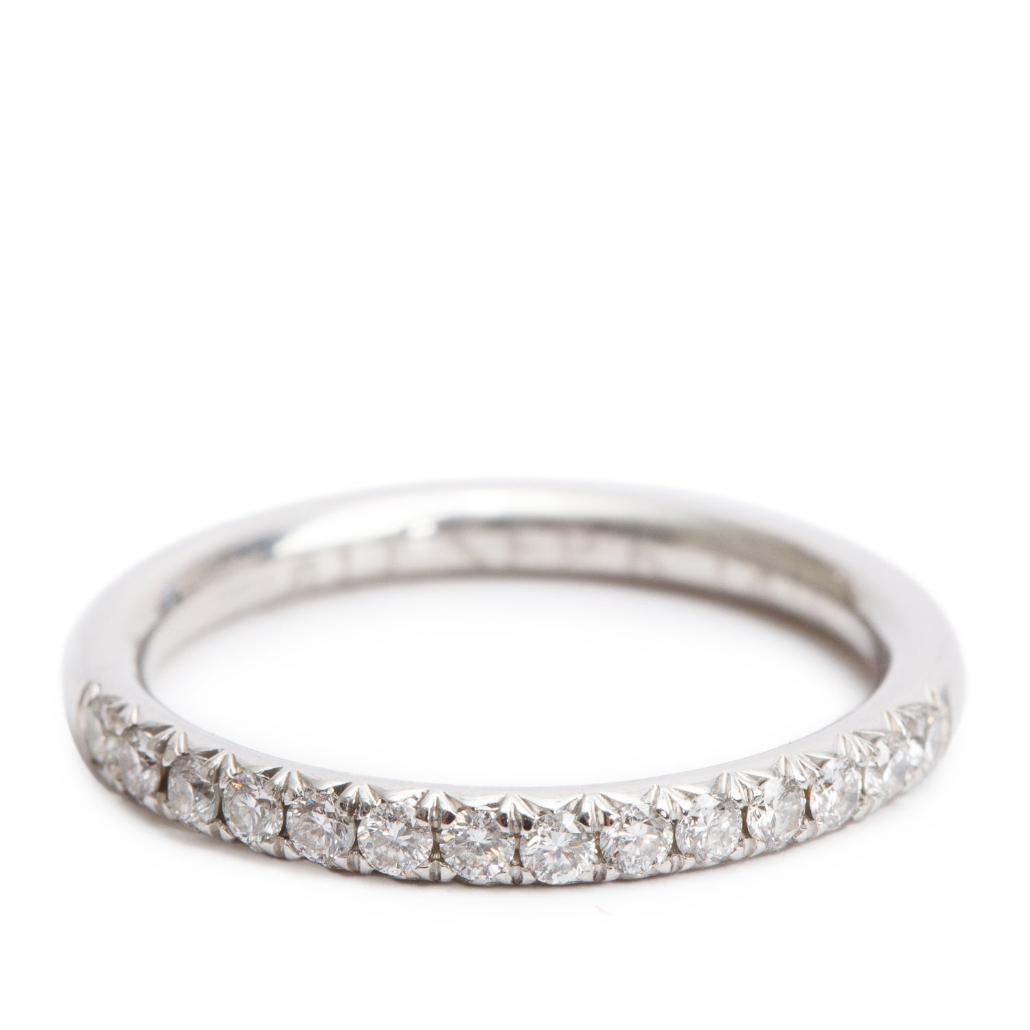 Platinum Diamond Half Eternity Wedding Band Ring, Size 6