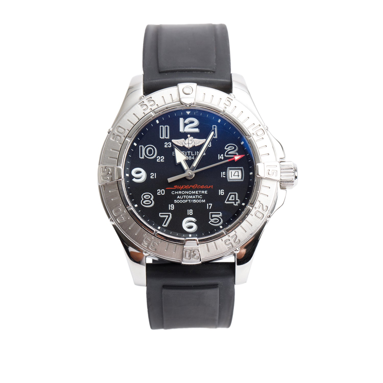 Breitling Stainless Steel Superocean 42 MM Automatic Watch Black Dial A17360