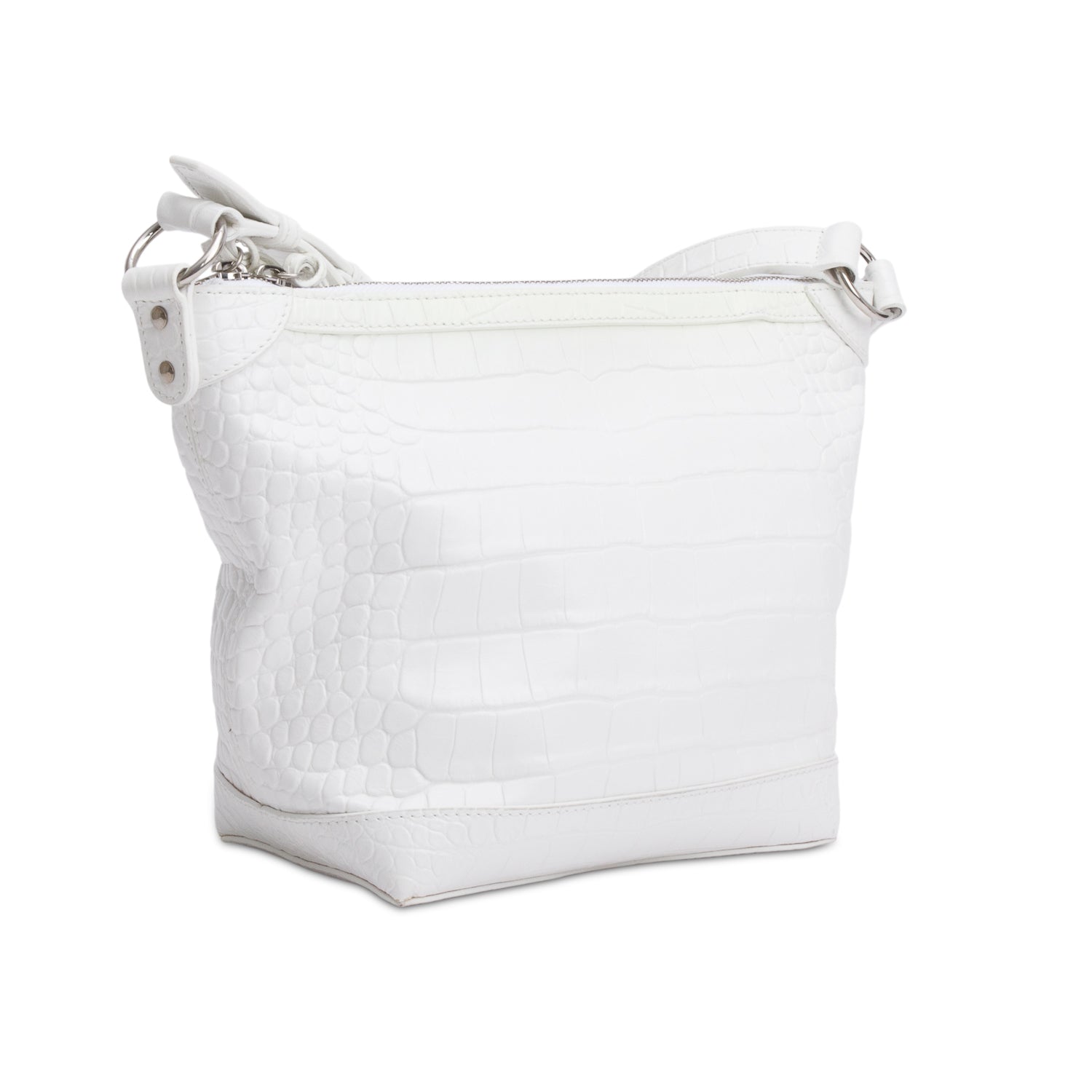 Balenciaga White Crocodile Embossed Leather XS Neo Classic Hobo Bag