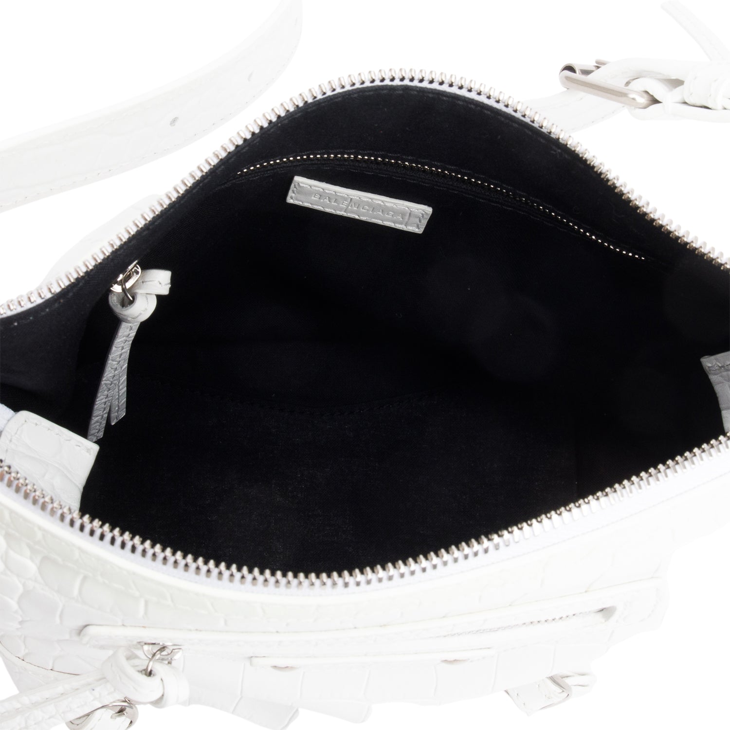 Balenciaga White Crocodile Embossed Leather XS Neo Classic Hobo Bag