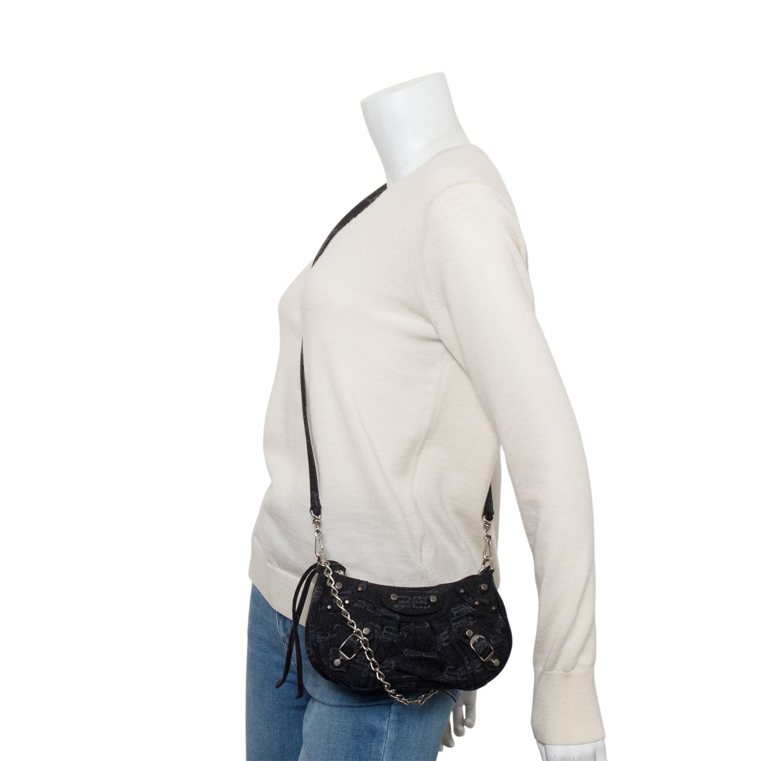 Balenciaga Black BB Denim Mini Le Cagole Crossbody w/ Straps