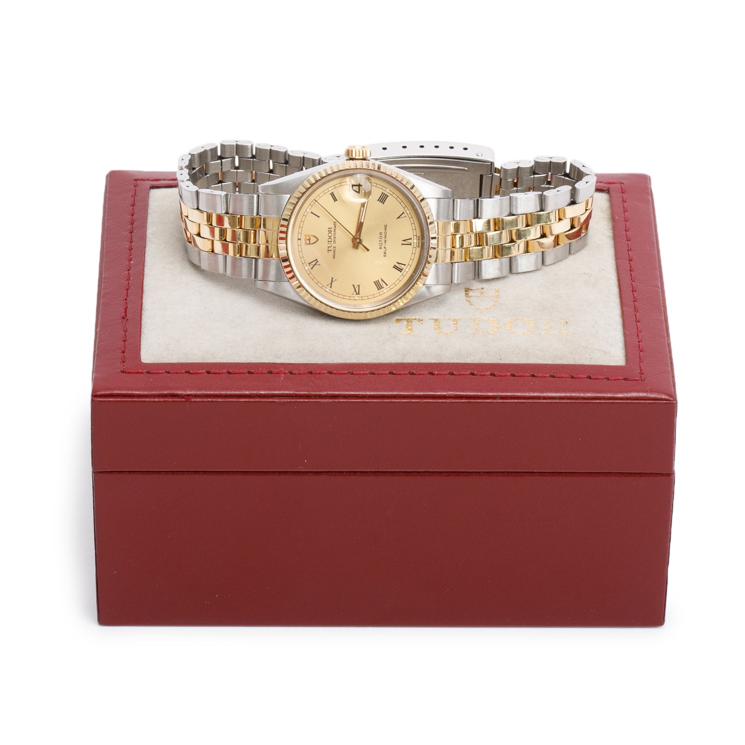 Tudor Vintage Stainless Steel & 14k Yellow Gold Prince OysterDate 32 MM Automatic Watch 72033 w/ Box